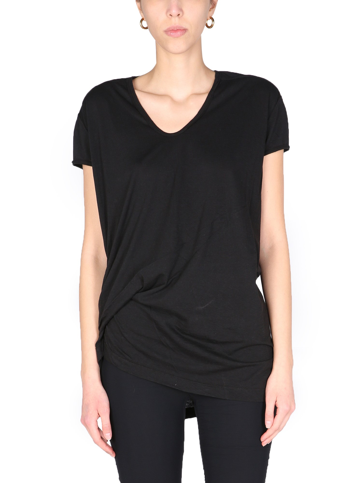 rick owens t-shirt con drappeggio