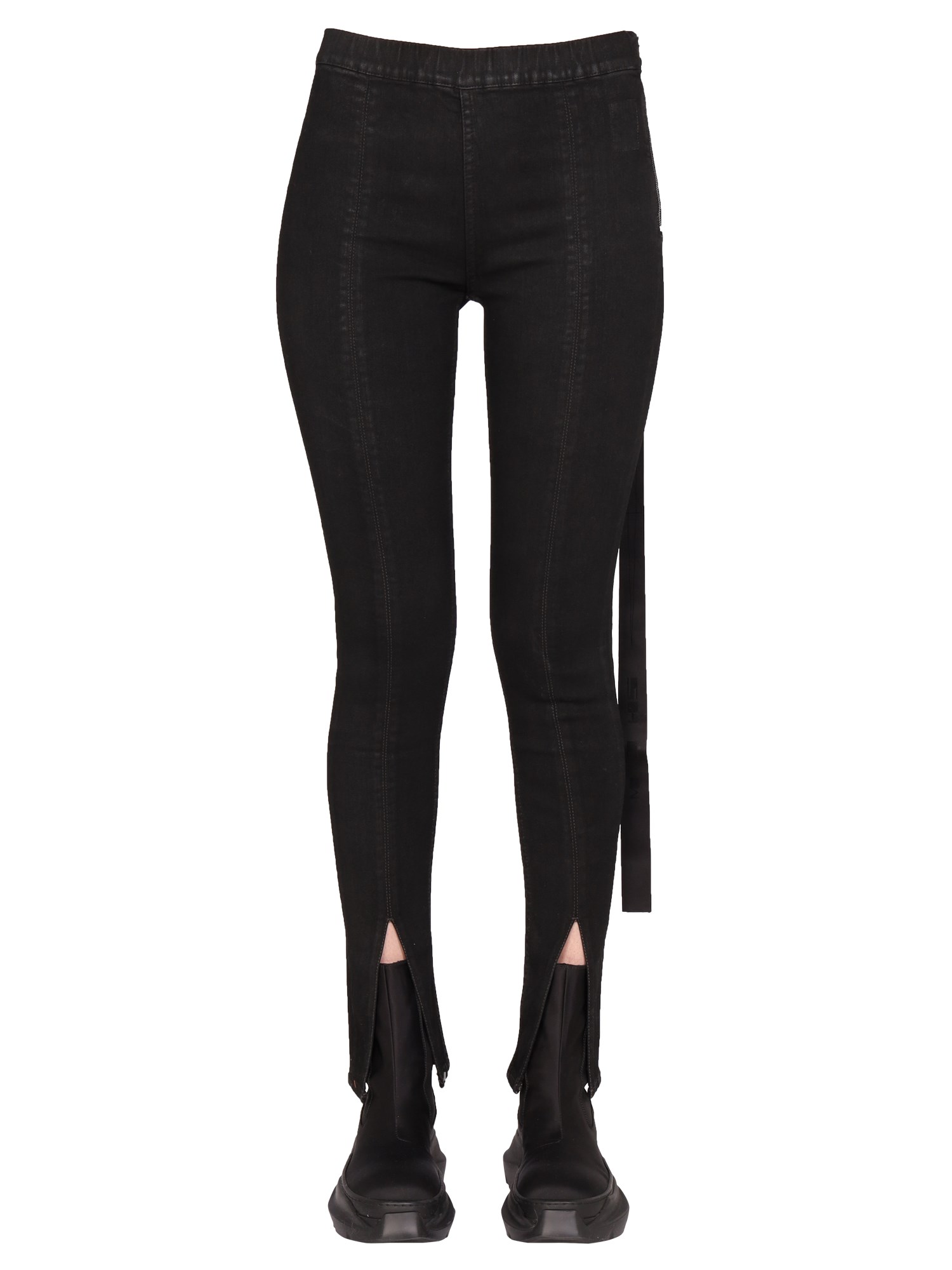 Rick Owens Drkshdw Side-zip Ankle-slit Leggings In Black