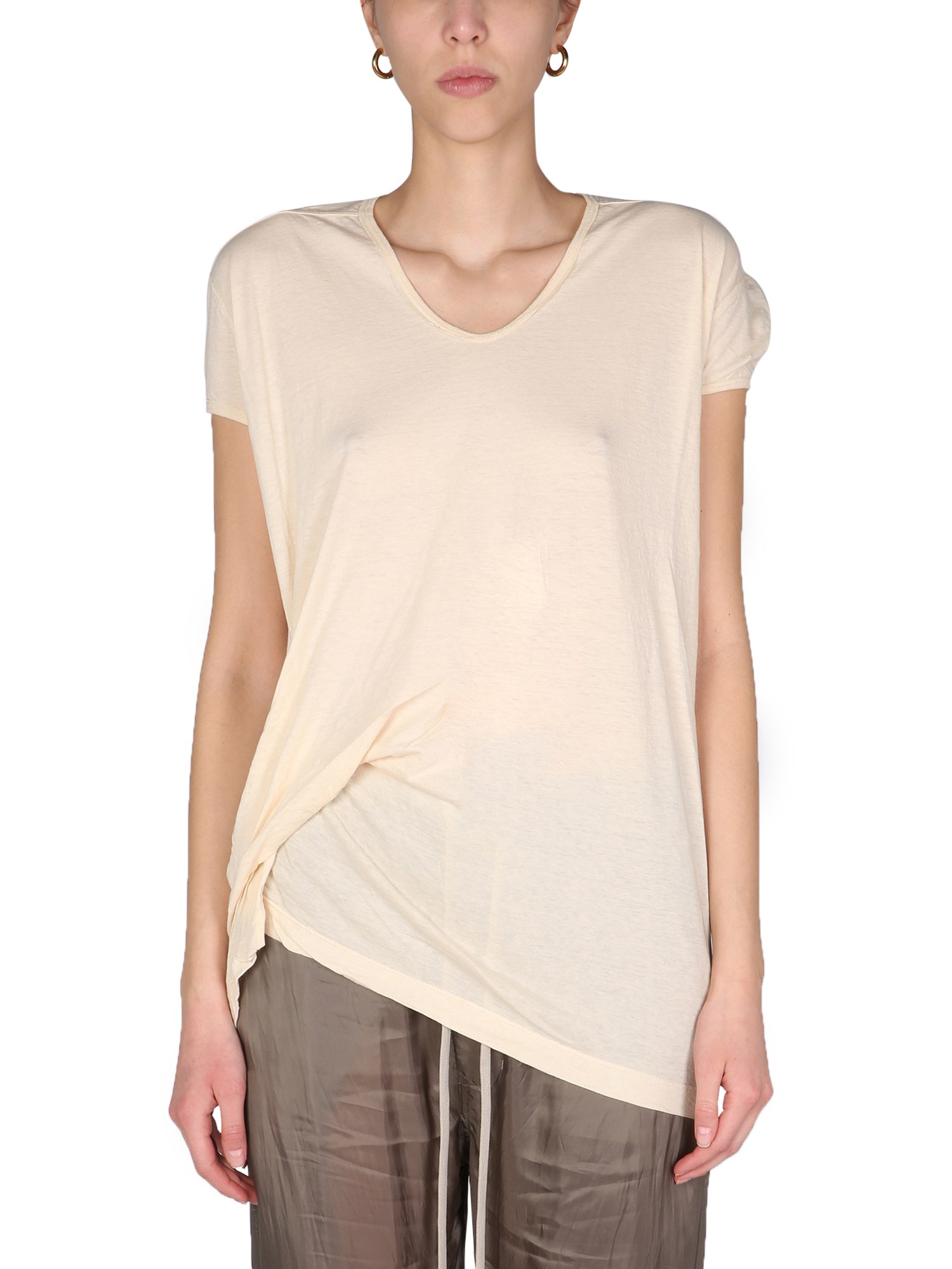 rick owens t-shirt con drappeggio