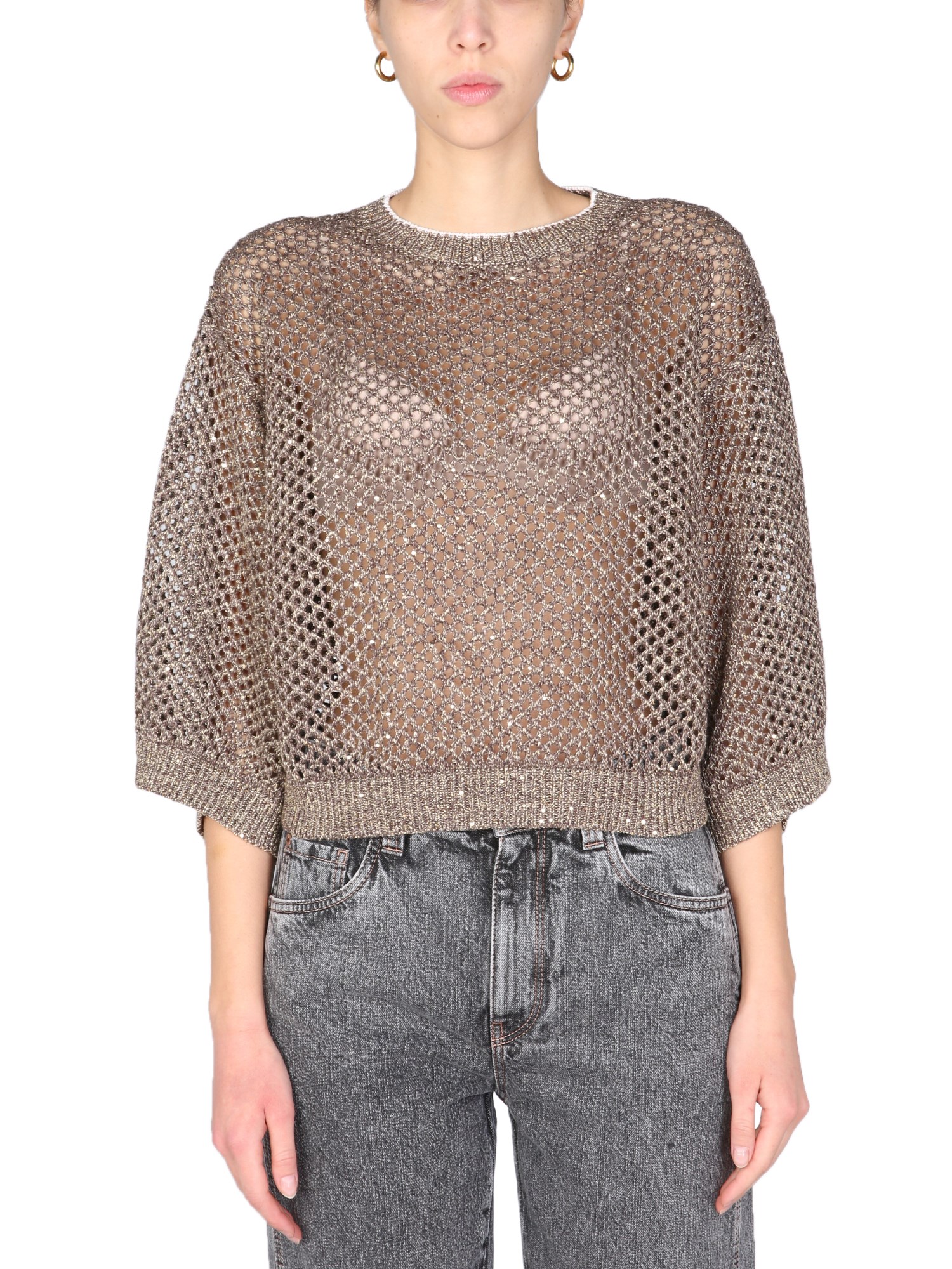 brunello cucinelli sparkling mesh sweater
