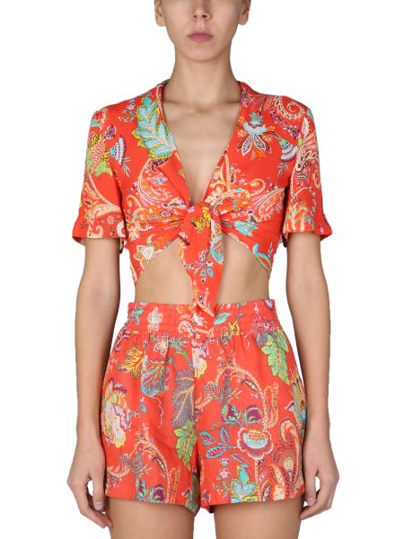 Etro - Silk Blend Cropped Top With Paisley Print
