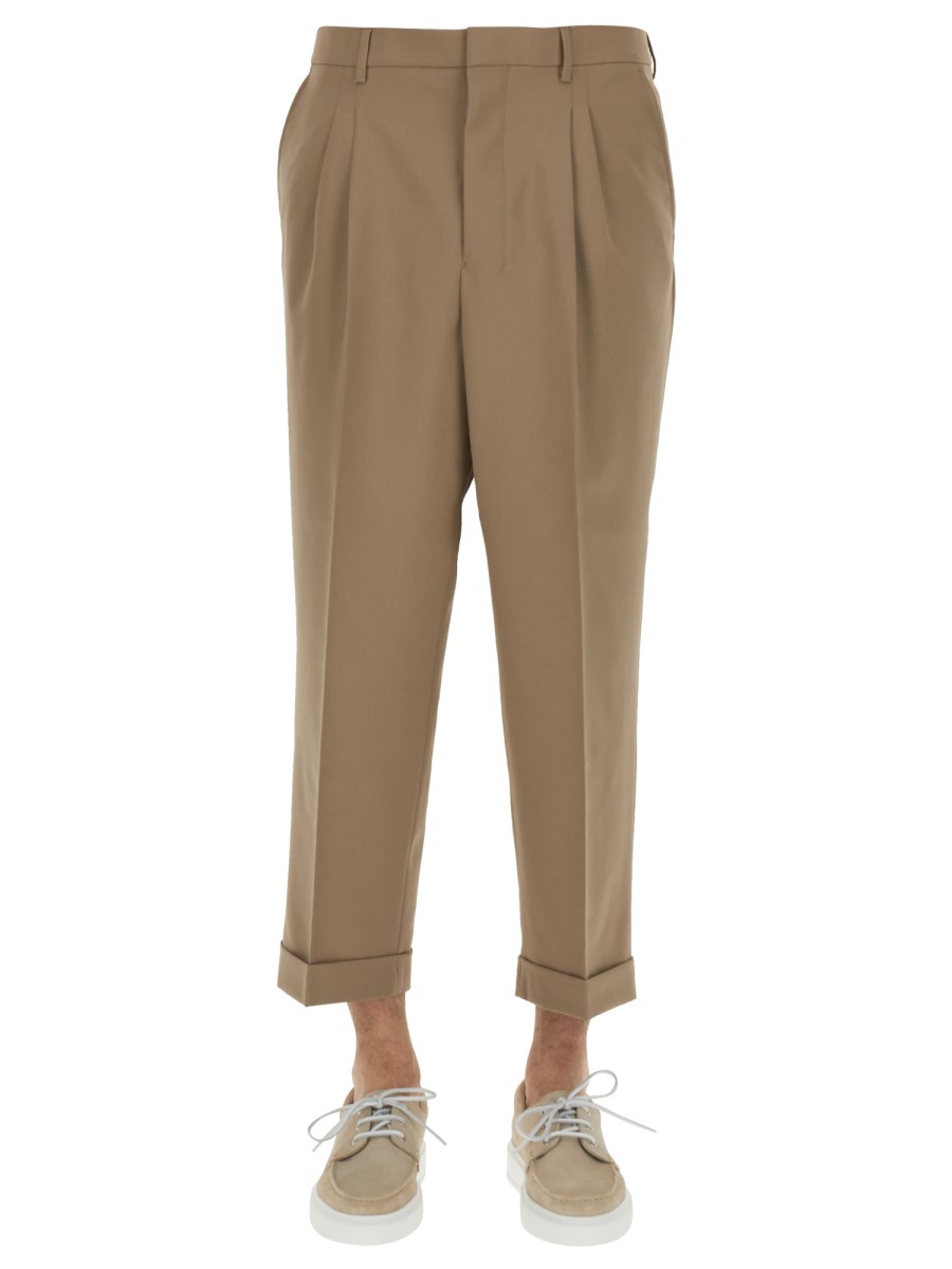 High-Waisted Carrot Trousers Clothing in Beige - Get great deals