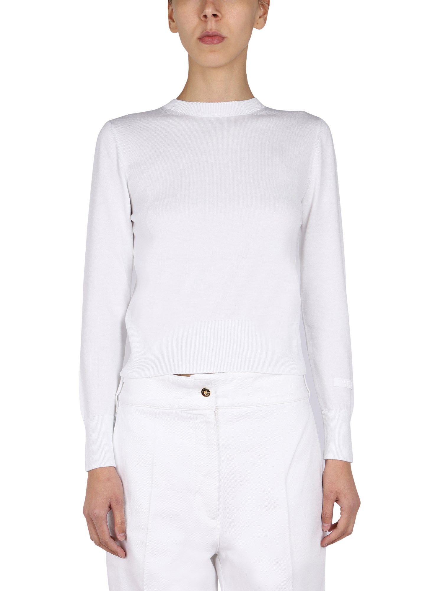 Shop Patou Bow Jersey In White