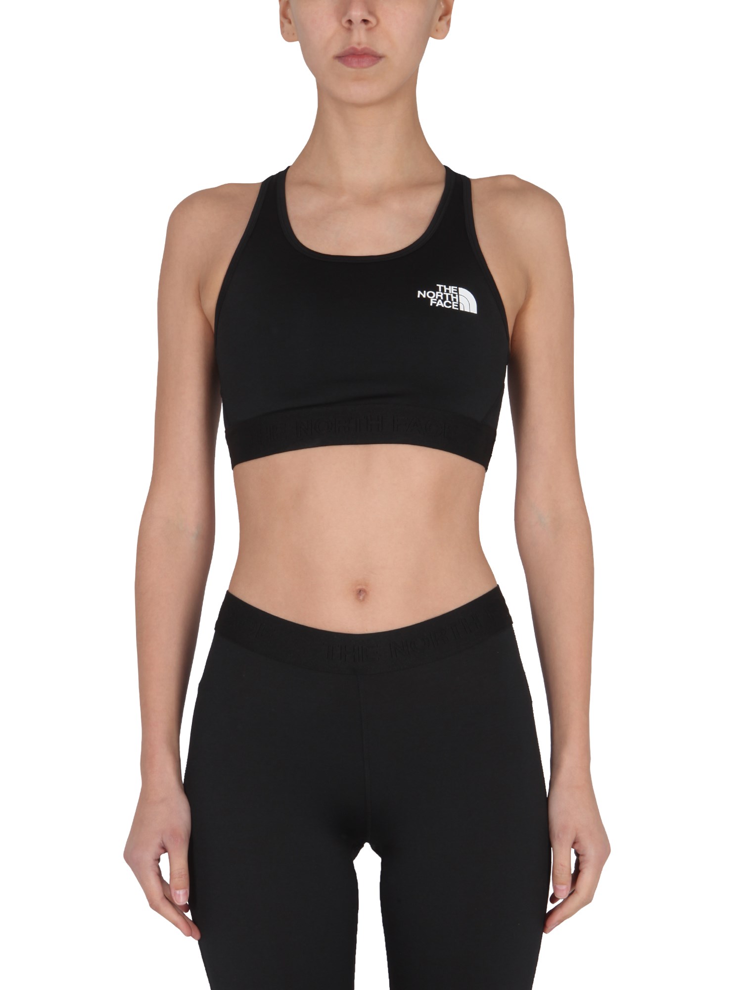 the north face crop top con stampa logo