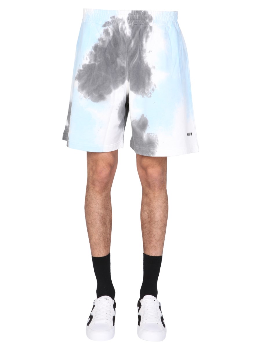 MSGM BERMUDA IN FELPA DI COTONE CON MOTIVO TIE DYE