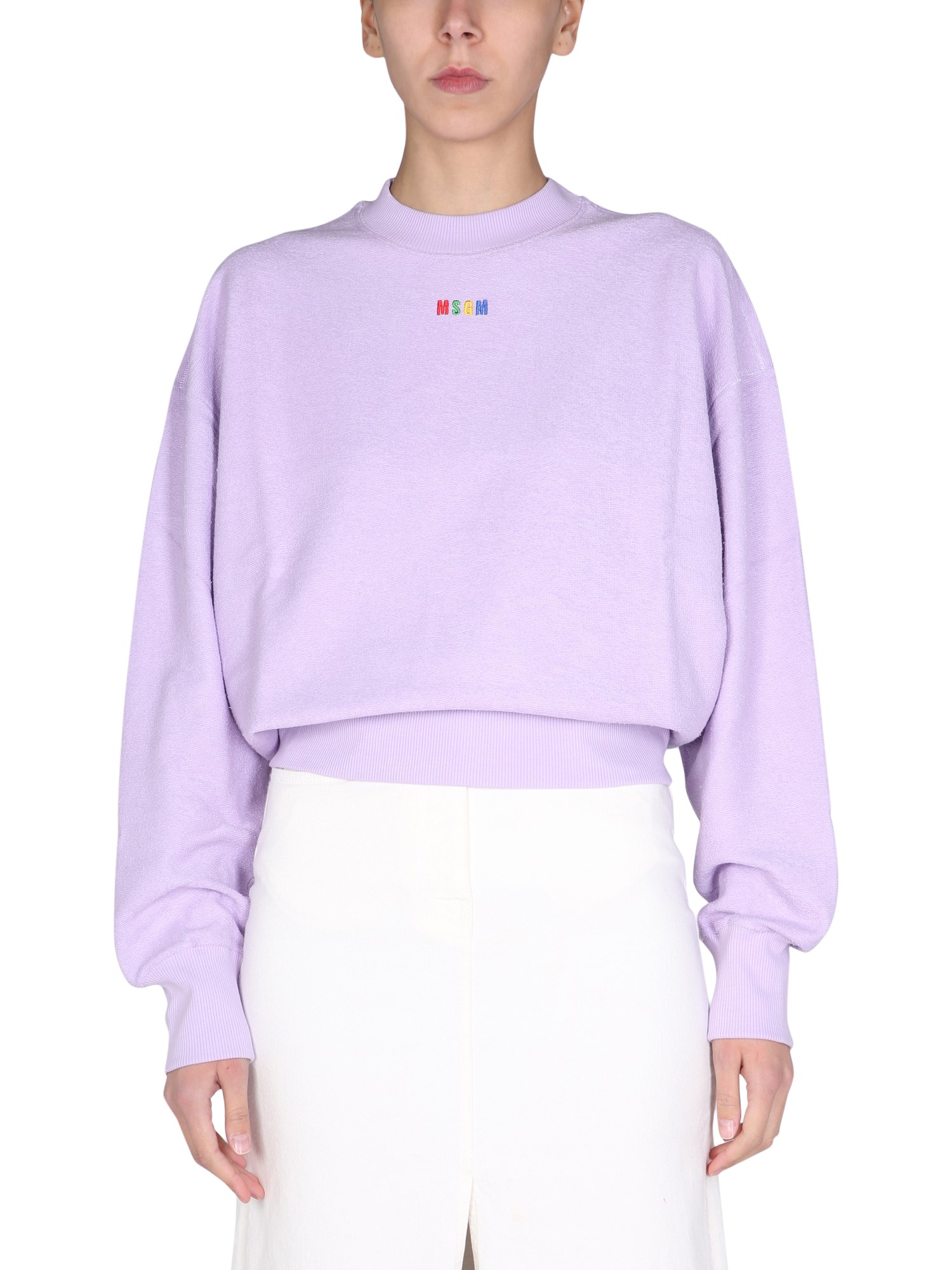 msgm felpa con micro logo ricamato