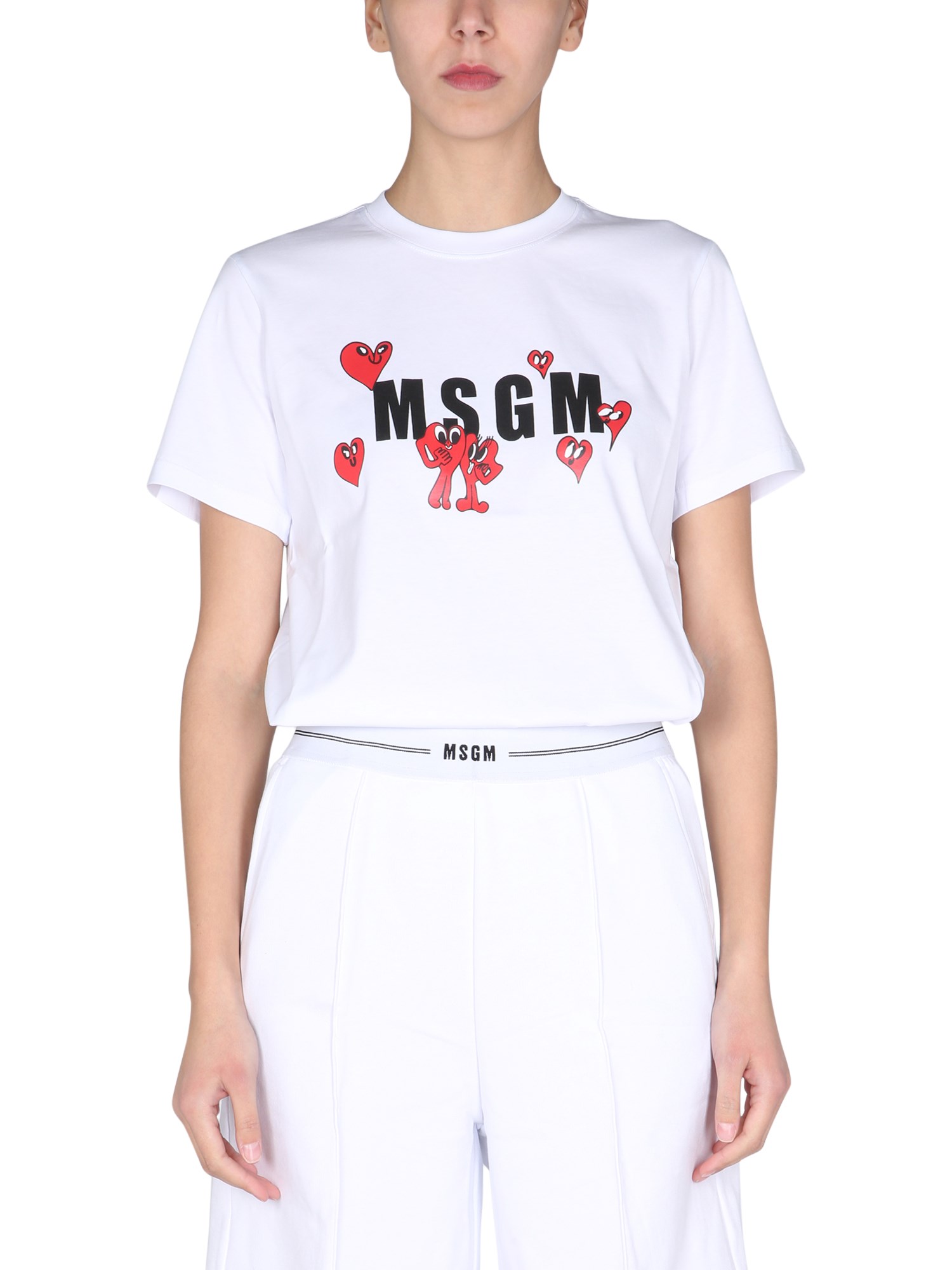 msgm t-shirt con stampa logo "heart"