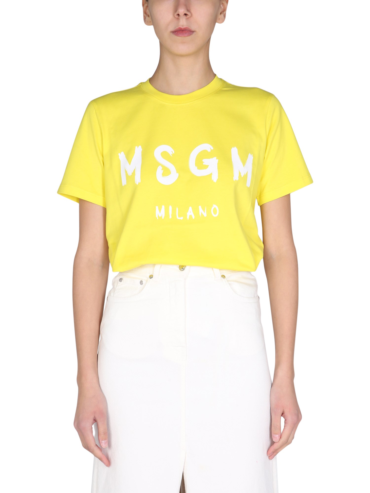 msgm t-shirt con logo pennellato