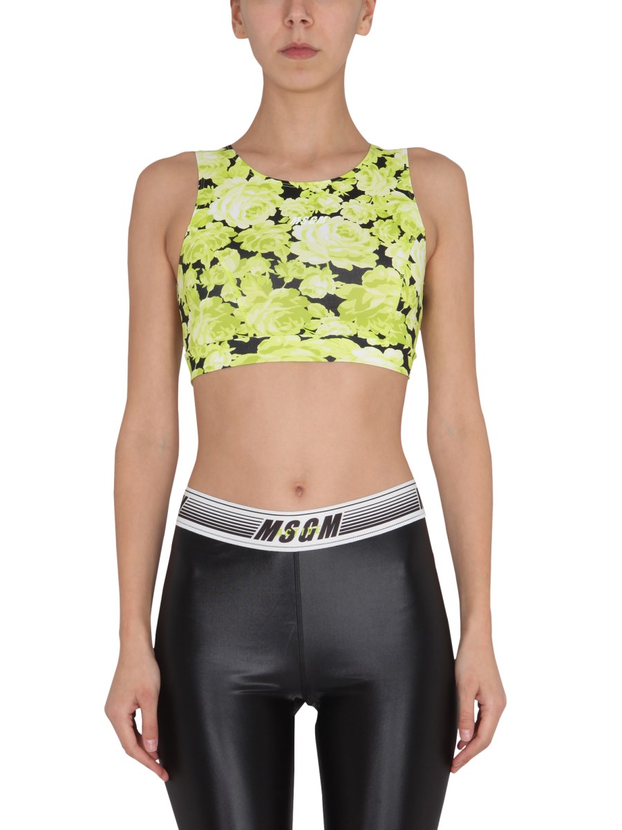 MSGM TOP CROPPED CON STAMPA FLOREALE