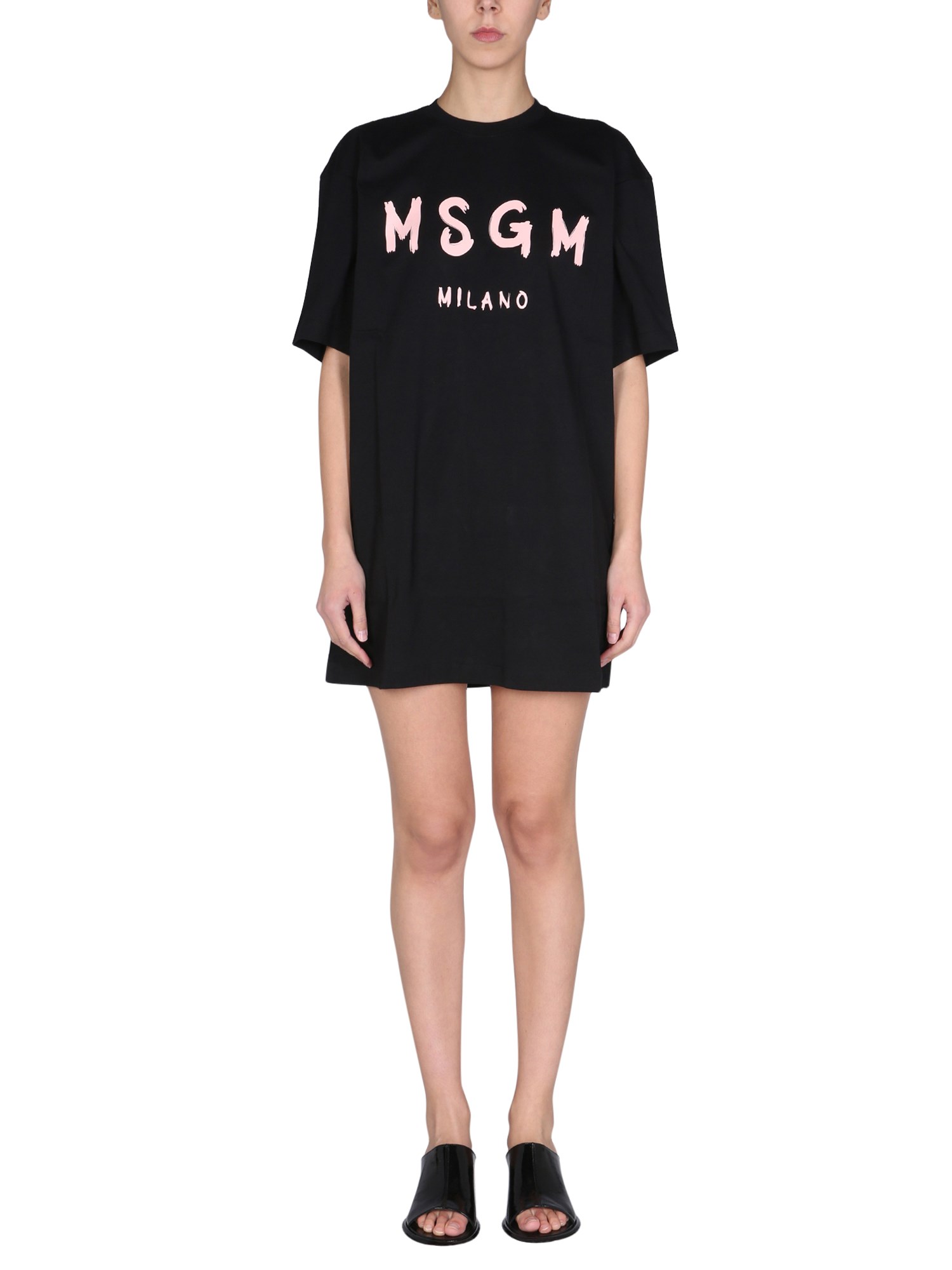 msgm abito t-shirt con logo pennellato