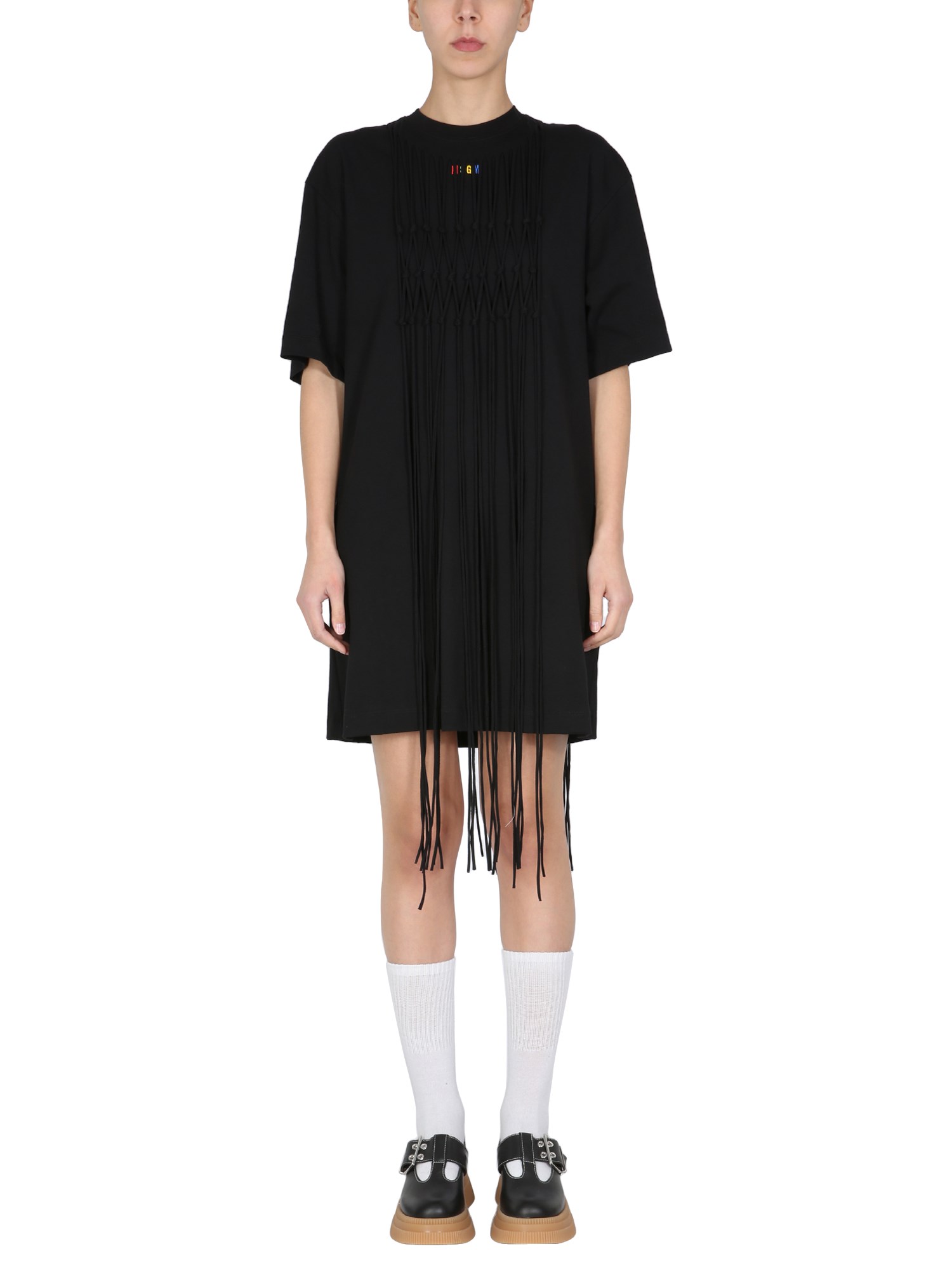 msgm abito t-shirt con frange