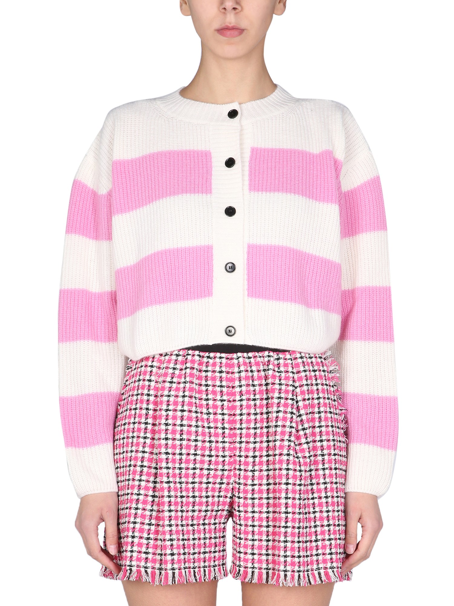 msgm cardigan con ricamo micro logo