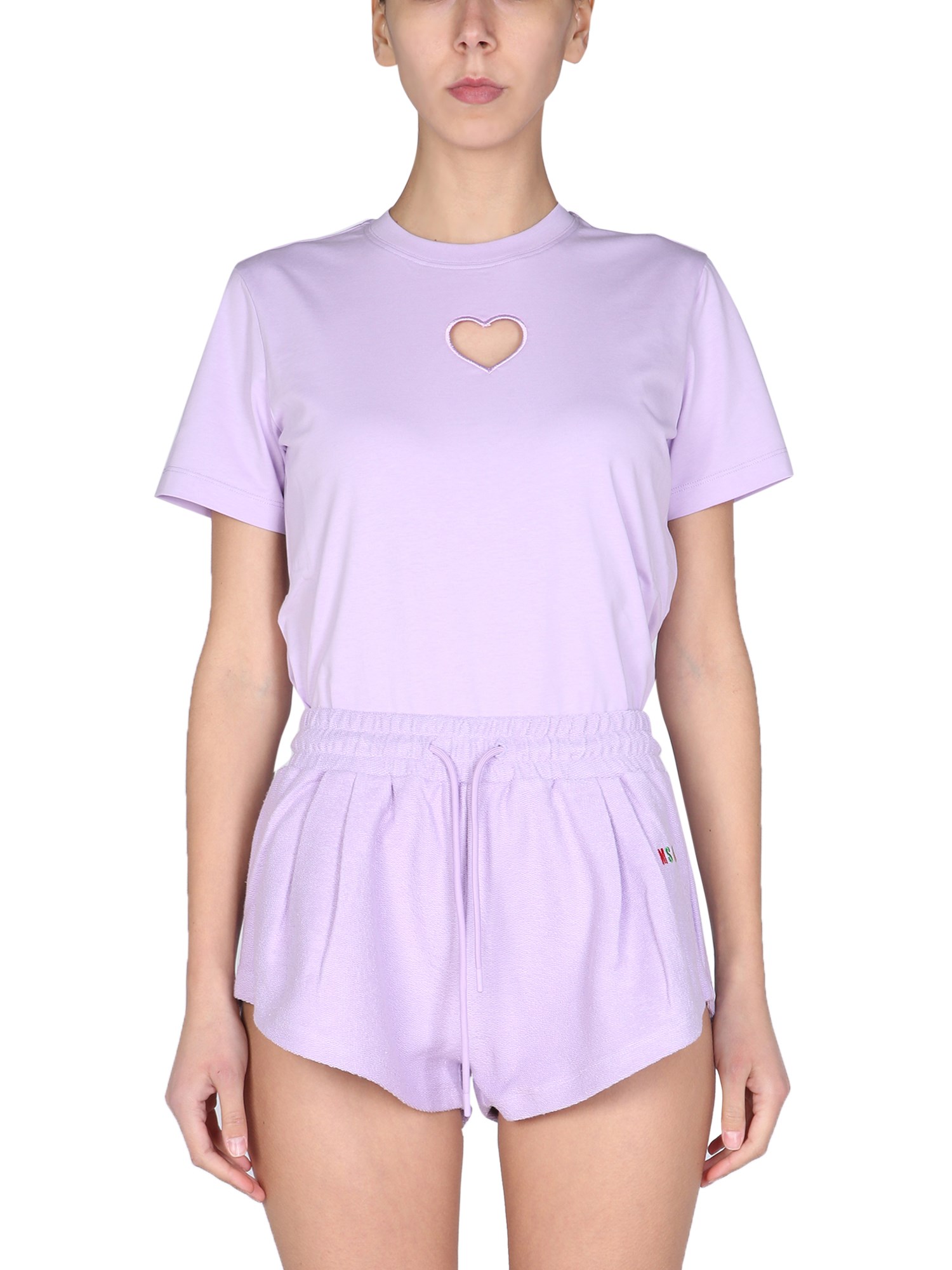 msgm t-shirt con dettaglio cut out "heart"