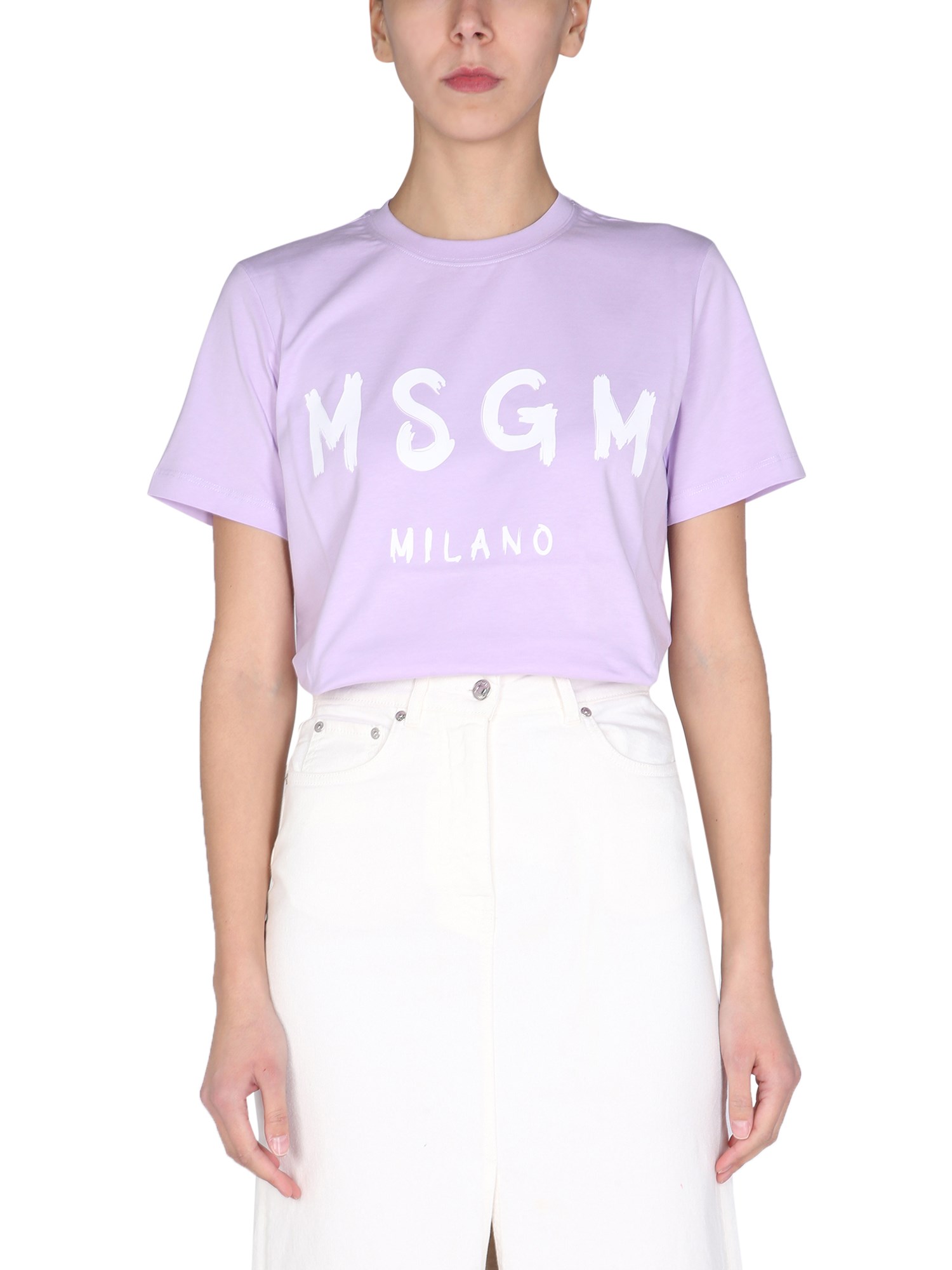 msgm t-shirt con logo pennellato