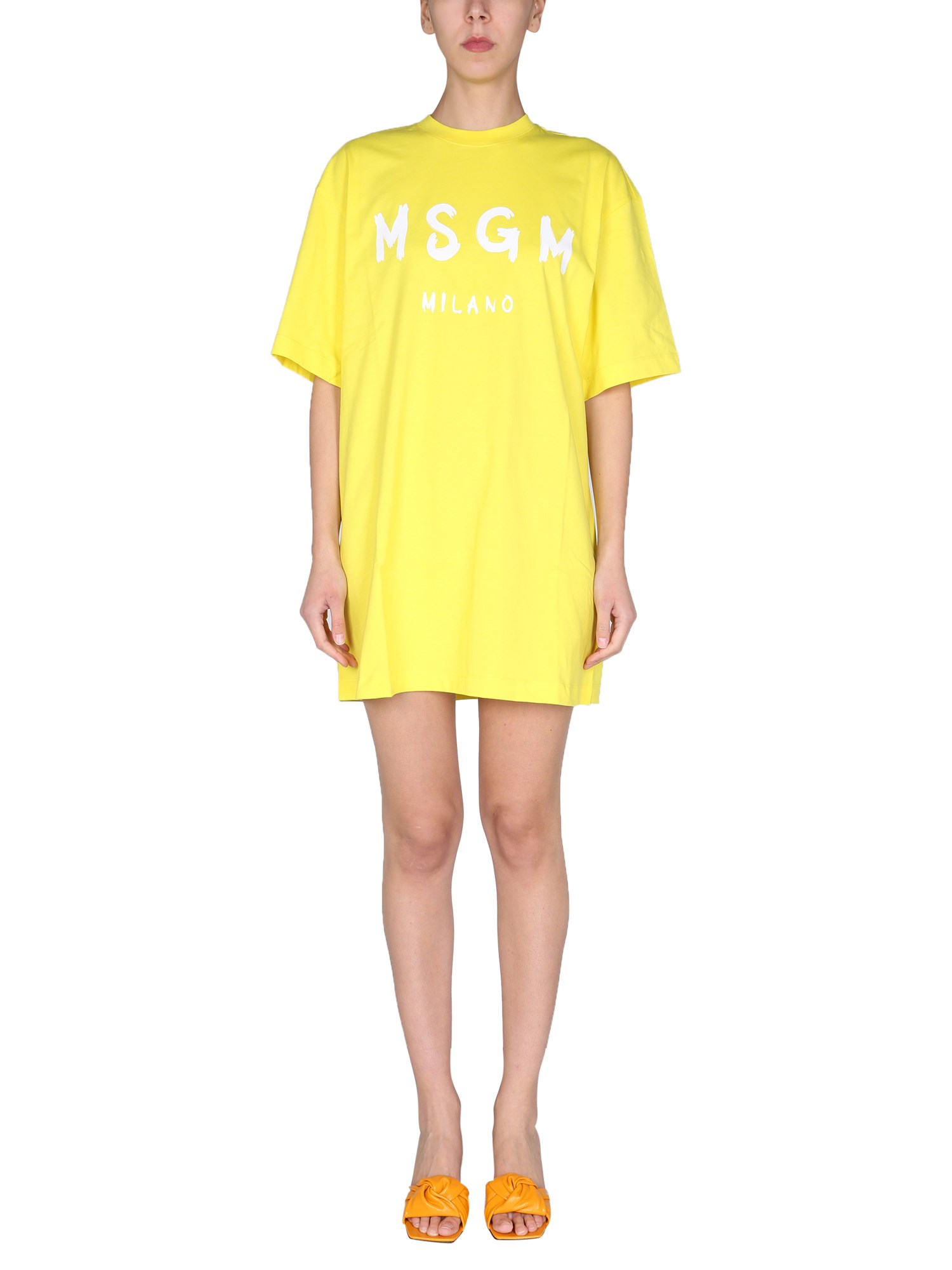 msgm abito t-shirt con logo pennellato