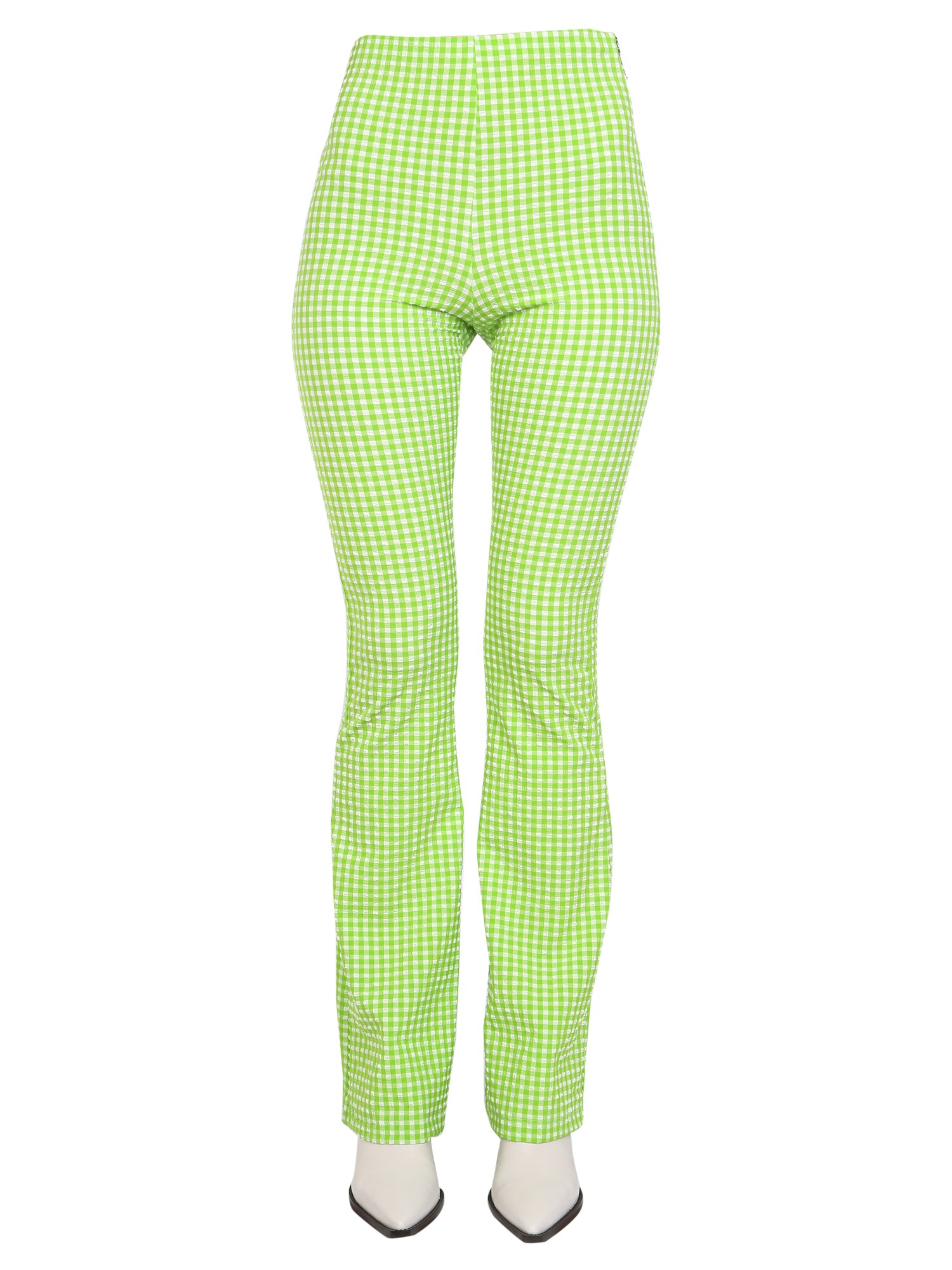 Shop Msgm Plaid Pattern Pants In Green