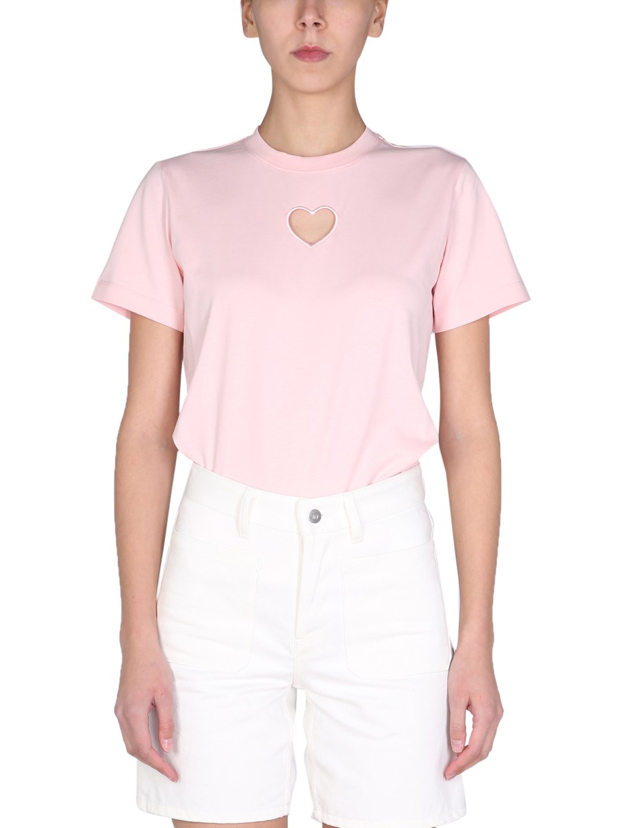 Regular Fit Top With Heart Cut Out, White