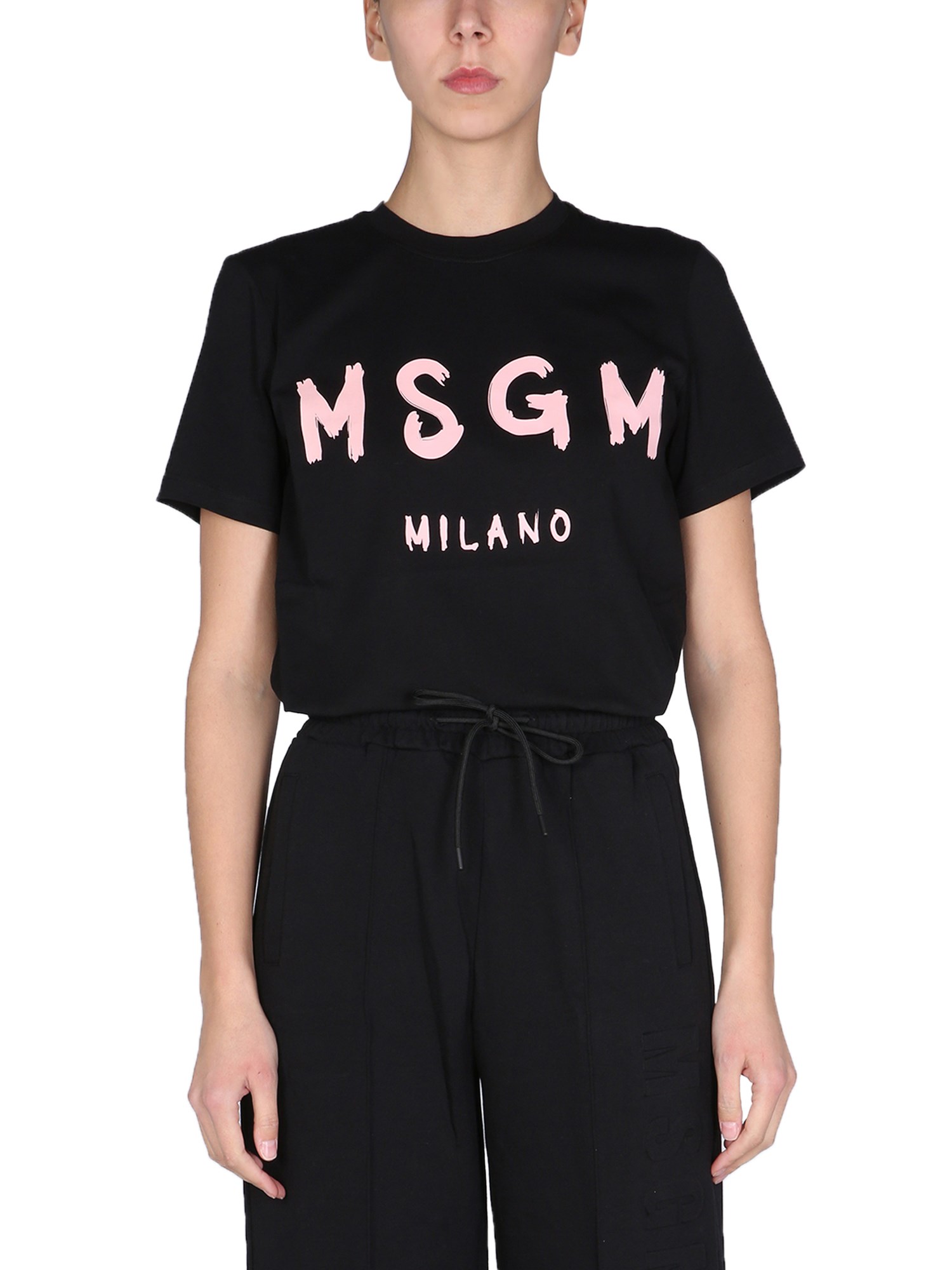 msgm t-shirt con logo pennellato