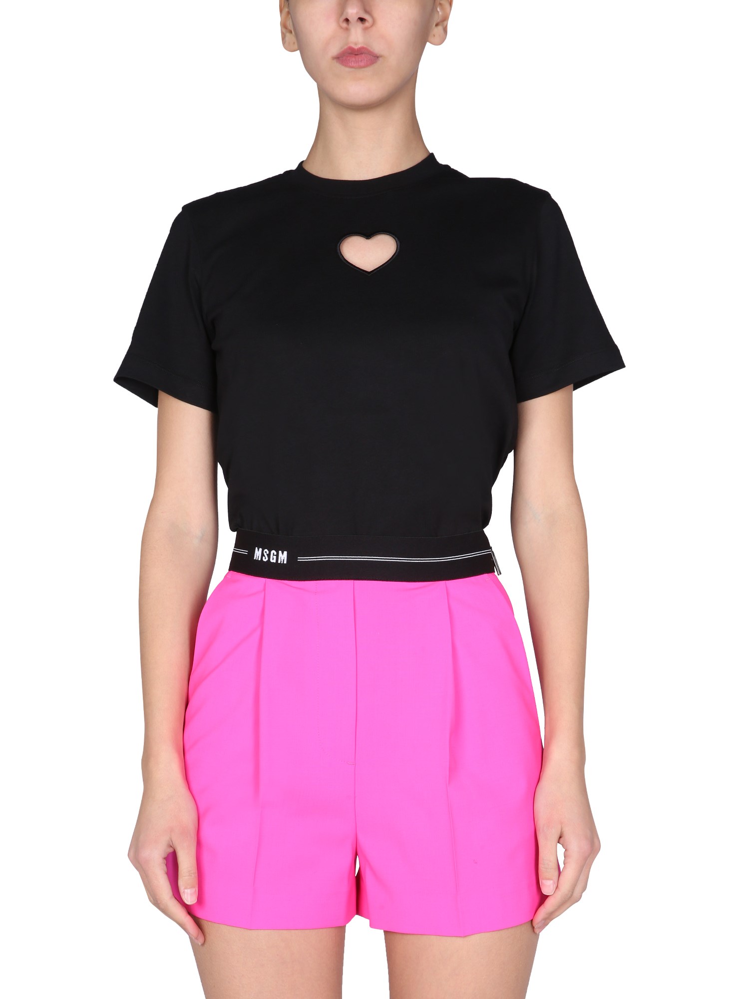 msgm t-shirt con dettaglio cut out "heart"