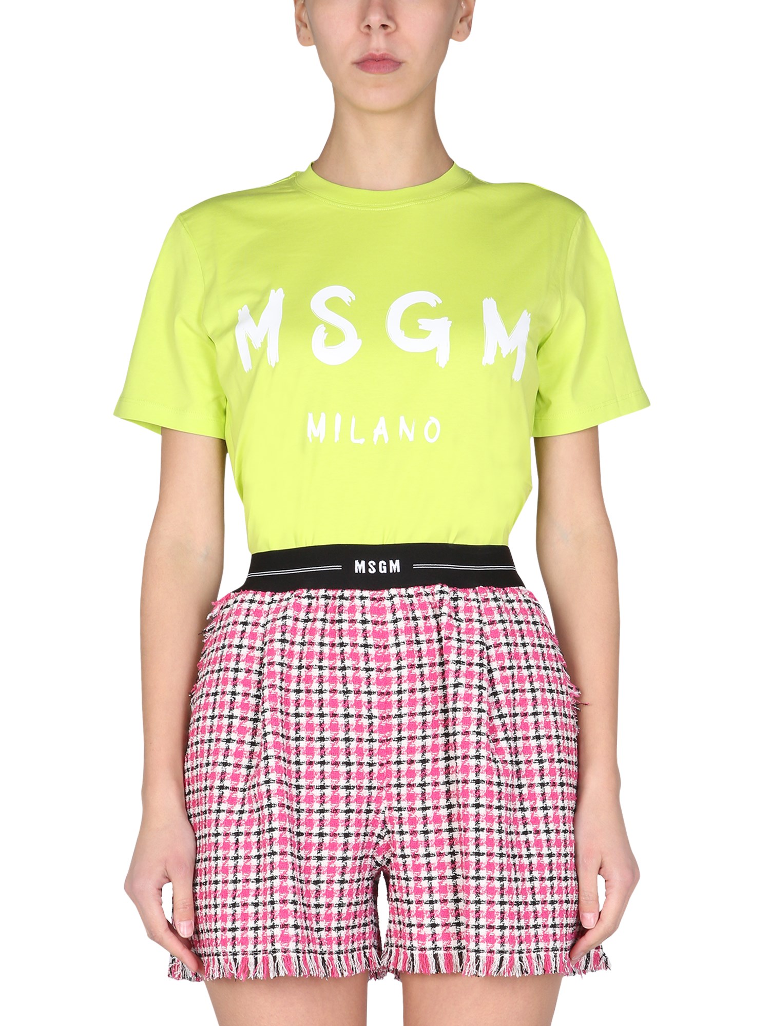 msgm t-shirt con logo pennellato