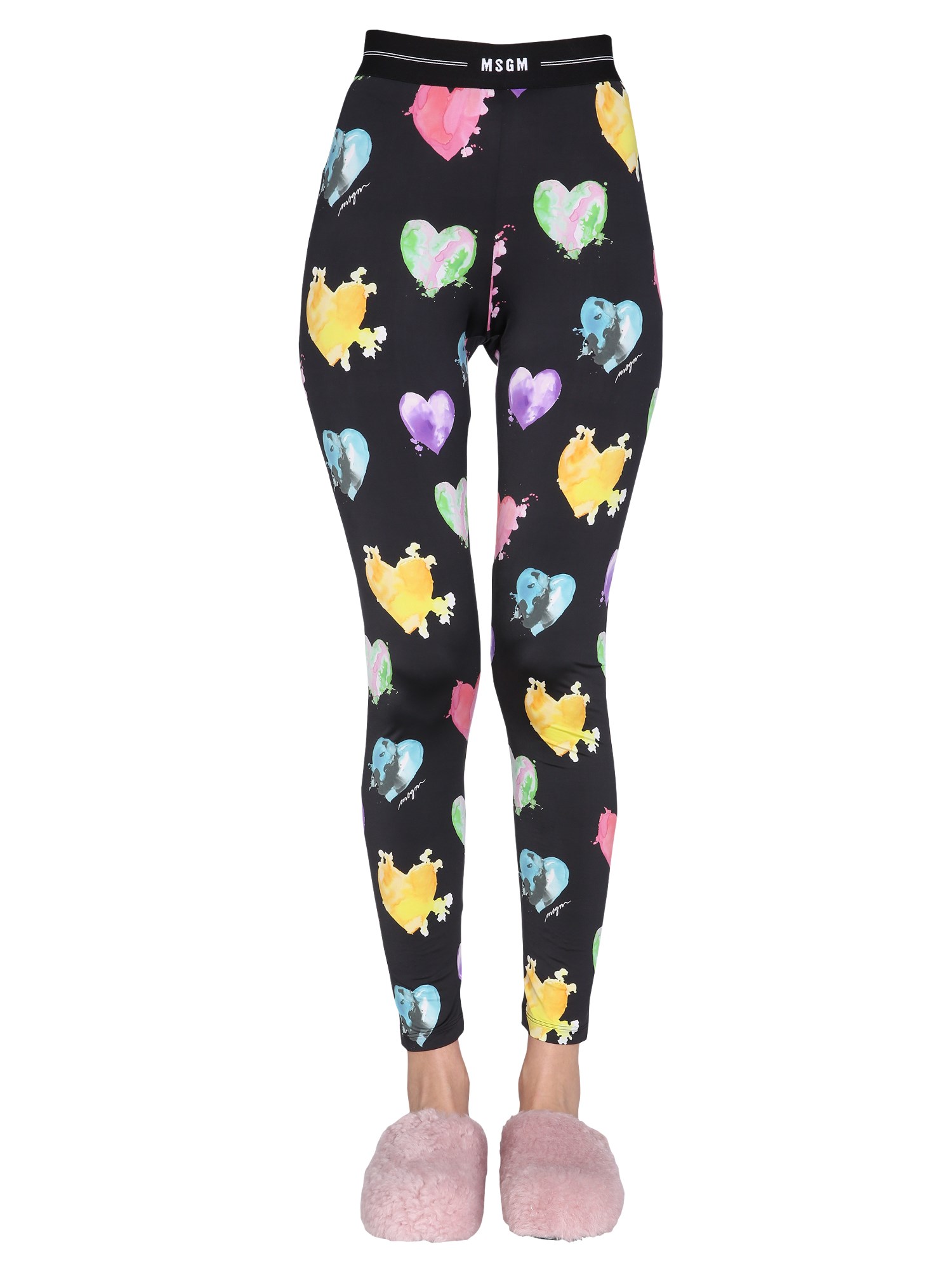 msgm leggings con stampa "heart"