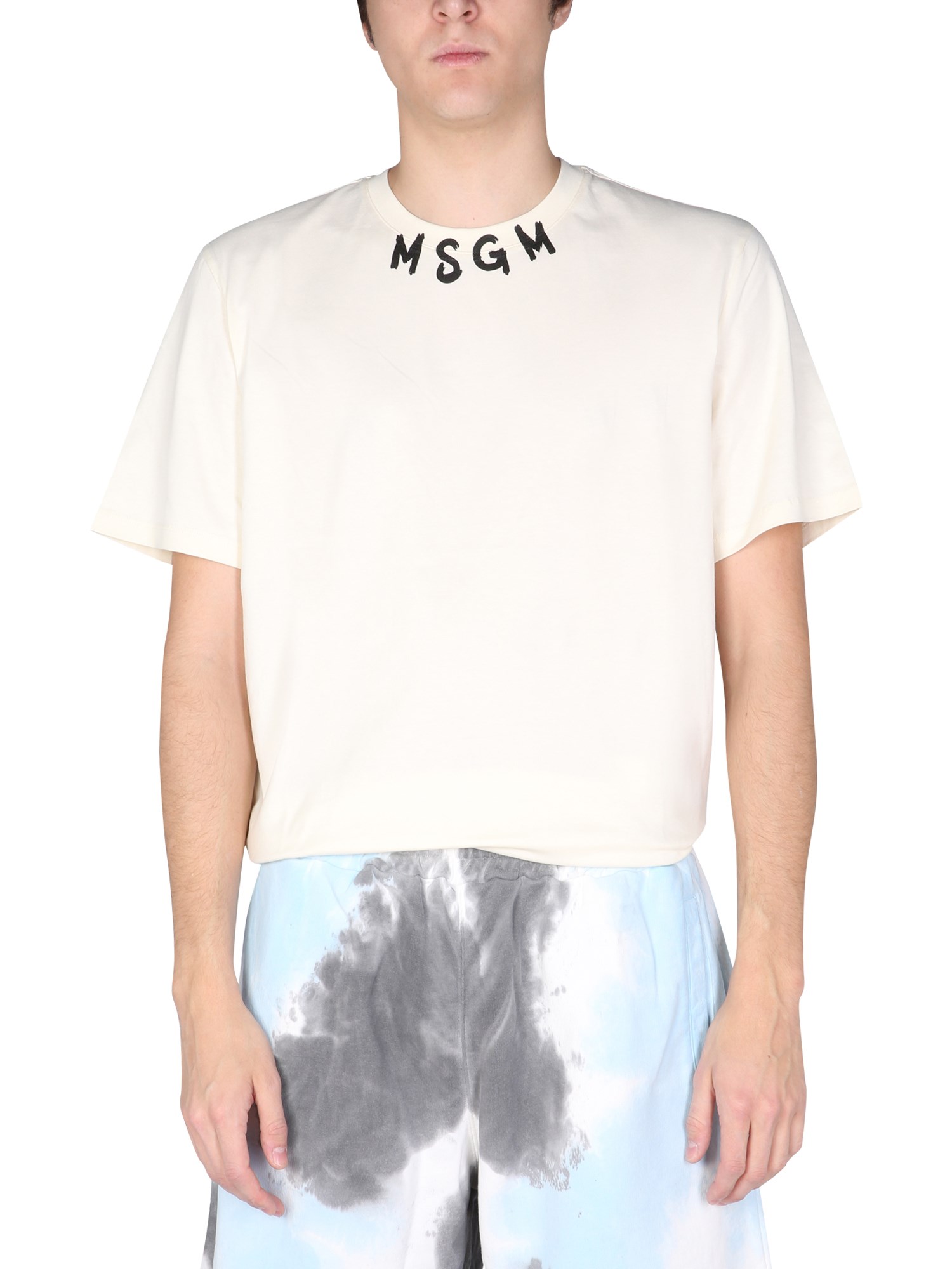 msgm t-shirt con logo pennellato