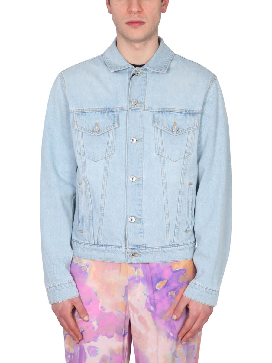 MSGM - COTTON DENIM LOGO PRINT JACKET - Eleonora Bonucci