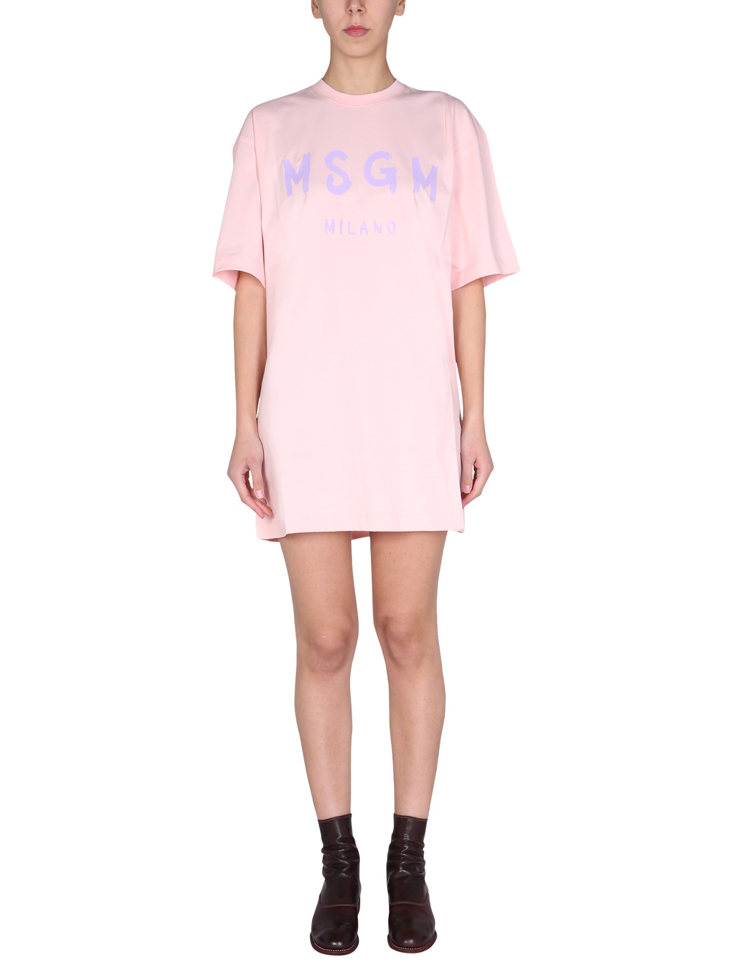msgm abito t-shirt con logo pennellato