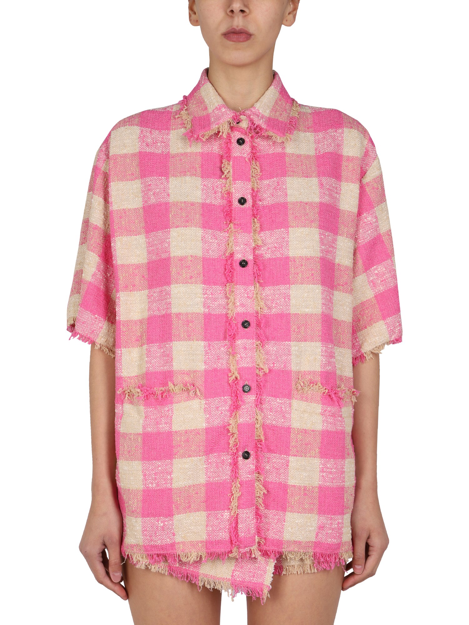 Msgm Jacket With Check Pattern In Pink