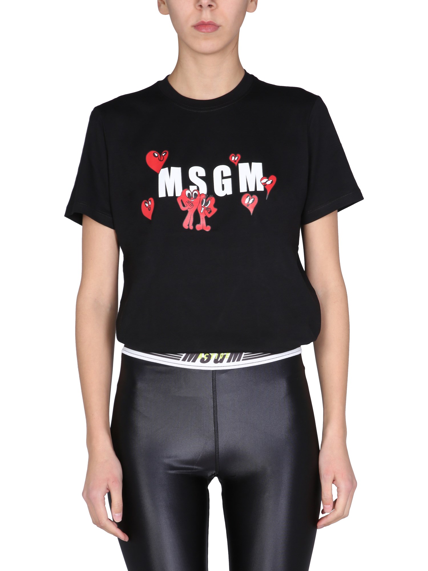 msgm t-shirt con stampa logo "heart"