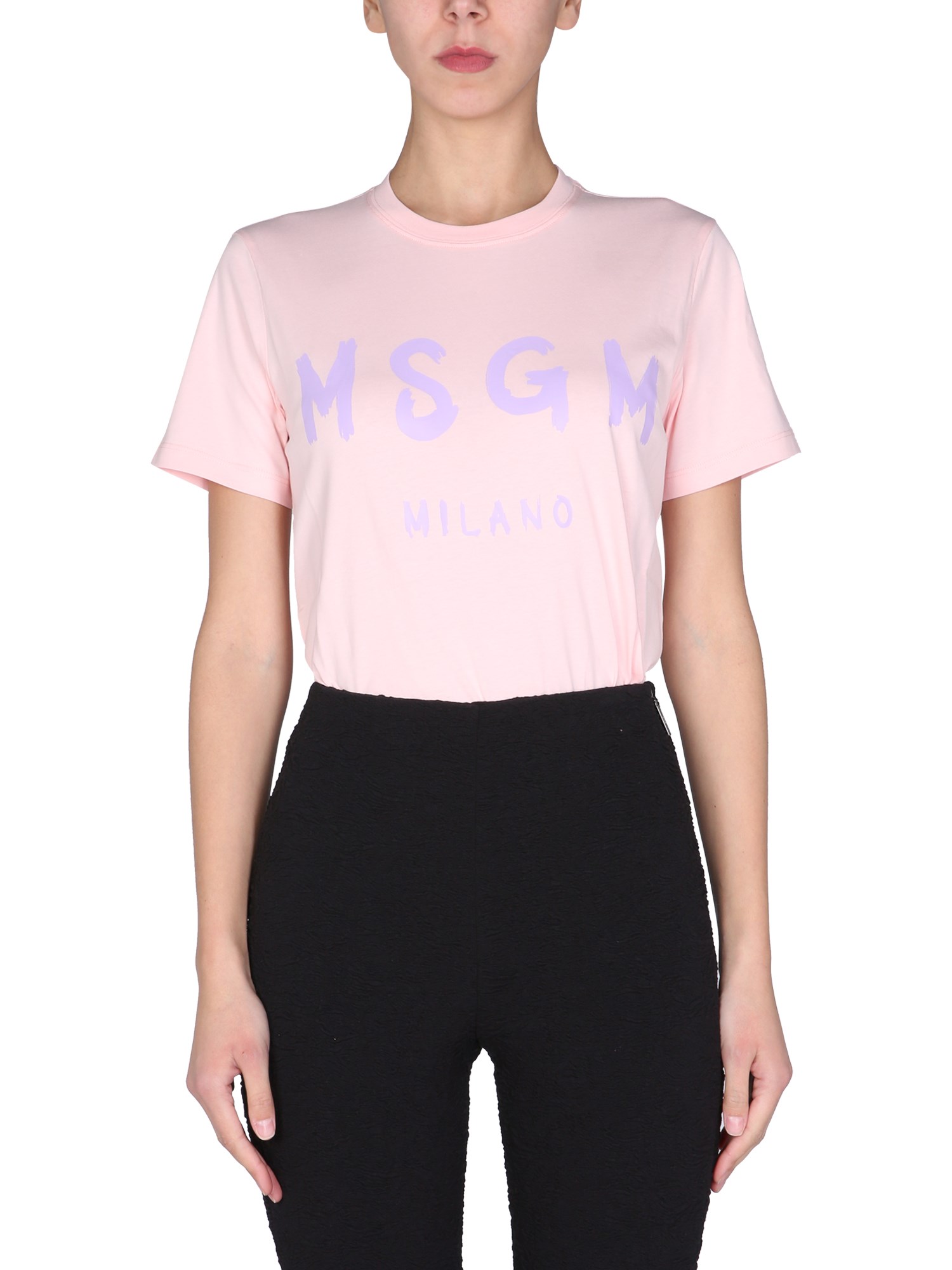 msgm t-shirt con logo pennellato