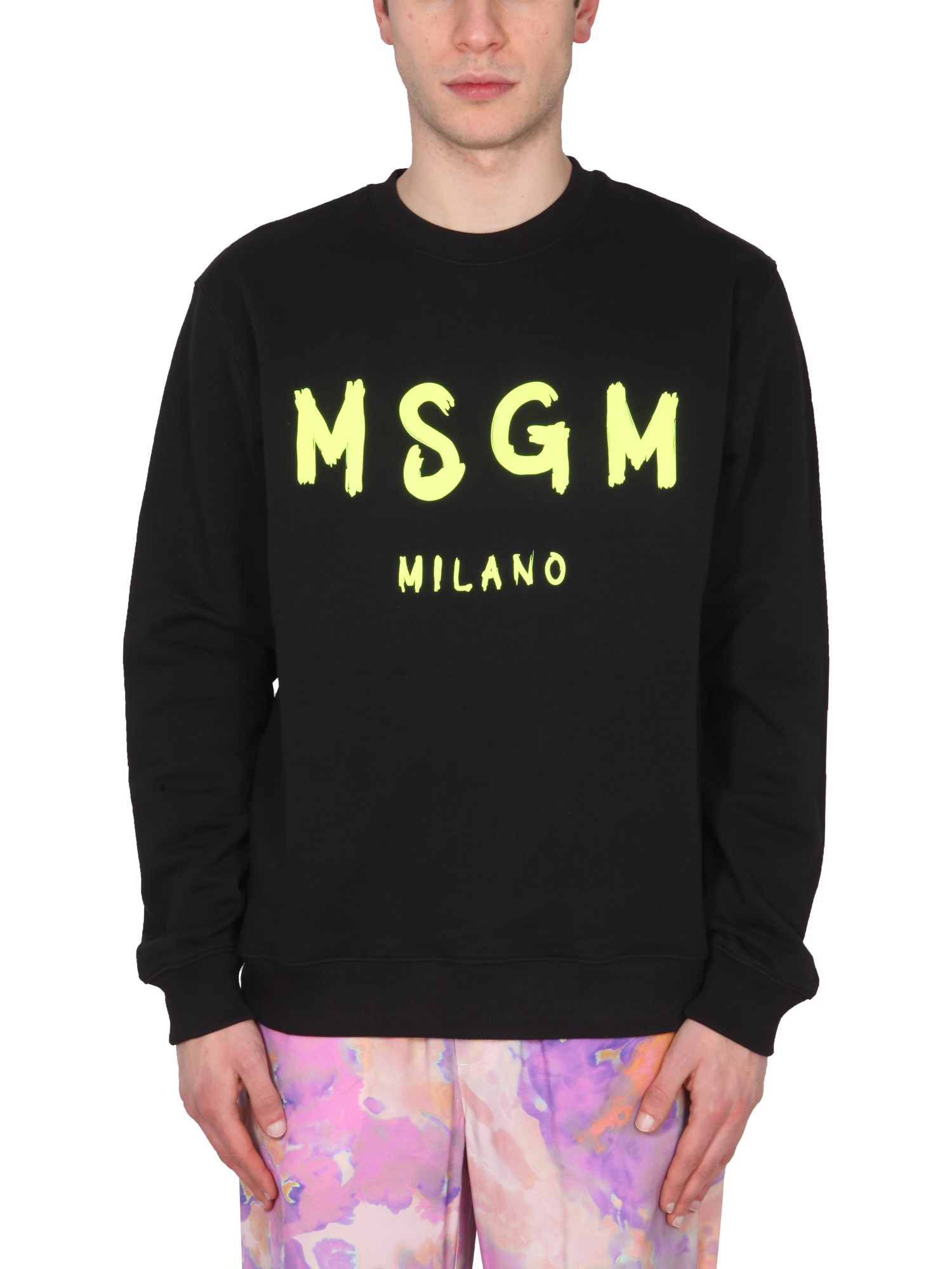 msgm felpa con logo pennellato