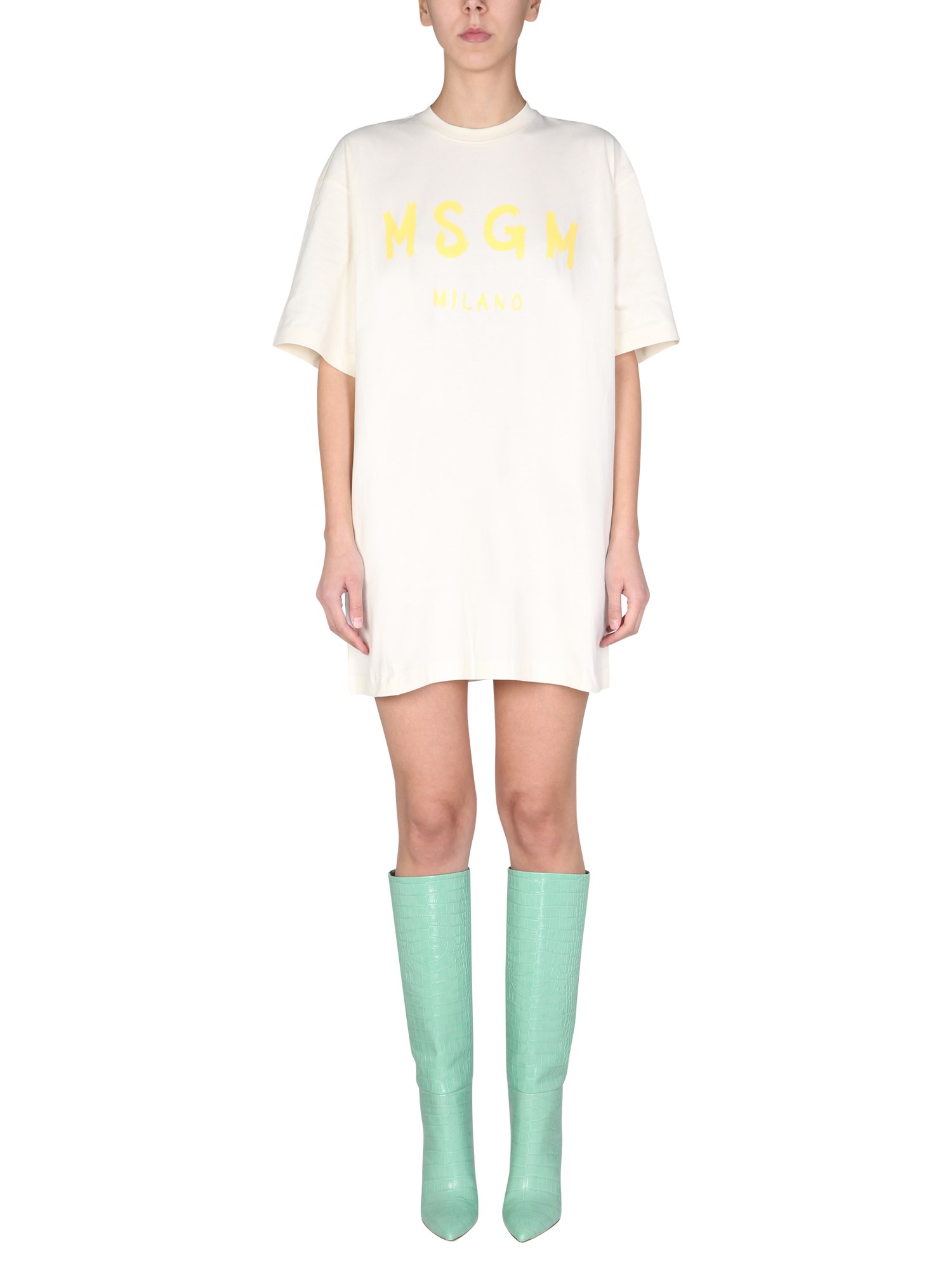 msgm abito t-shirt con logo pennellato
