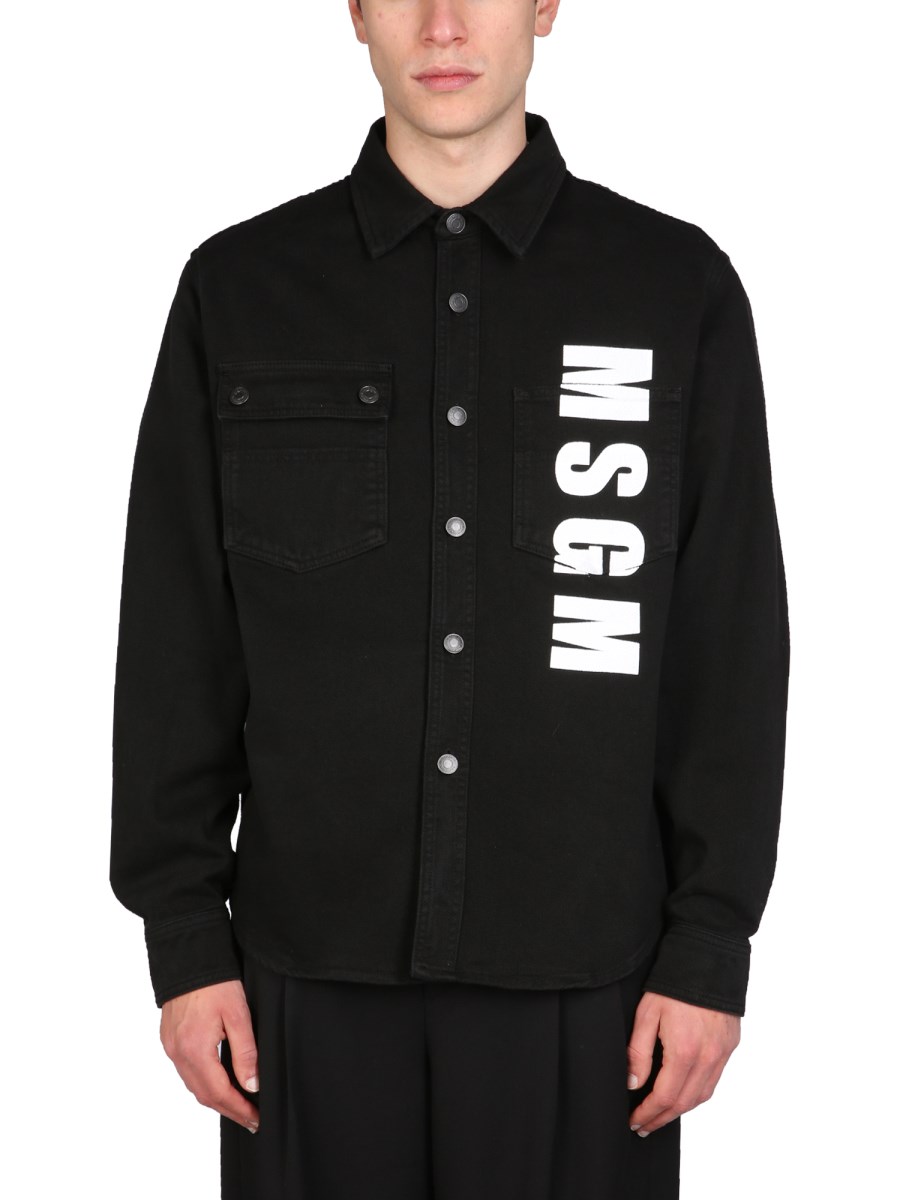 MSGM logo-print padded coat - Black