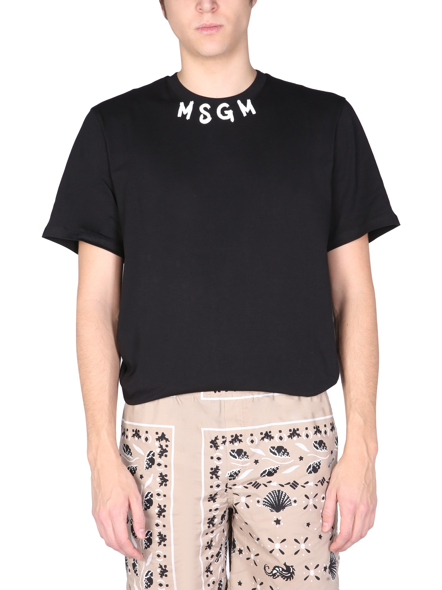 msgm t-shirt con logo pennellato