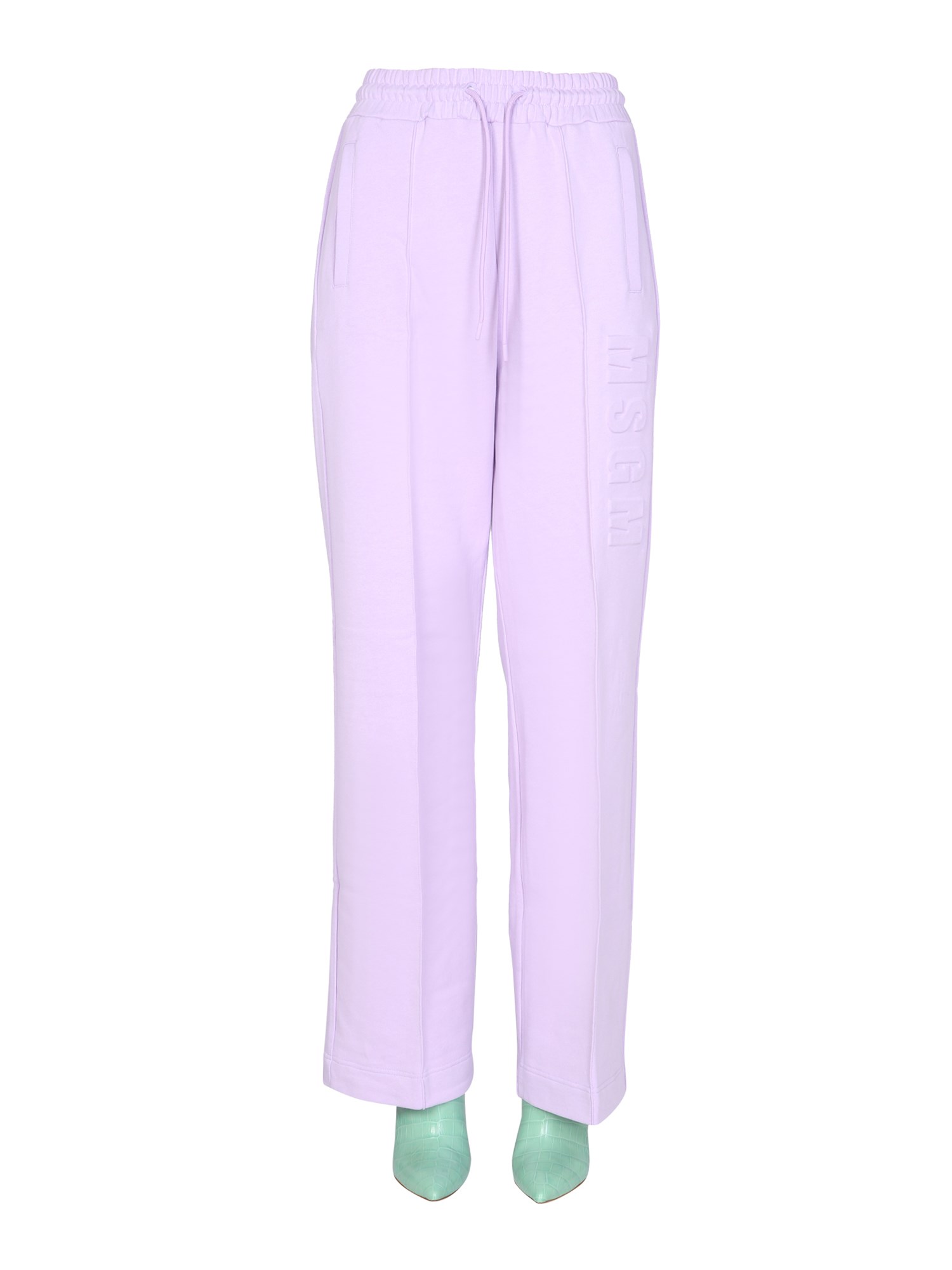 msgm pantalone jogging con logo 3d