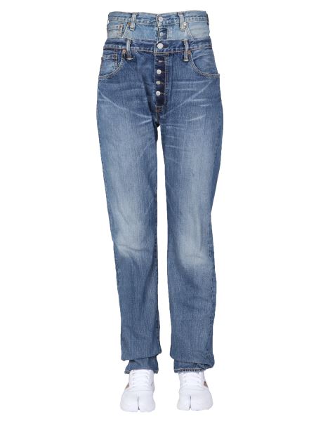1/off - Double Waist Cotton Denim Jeans 
