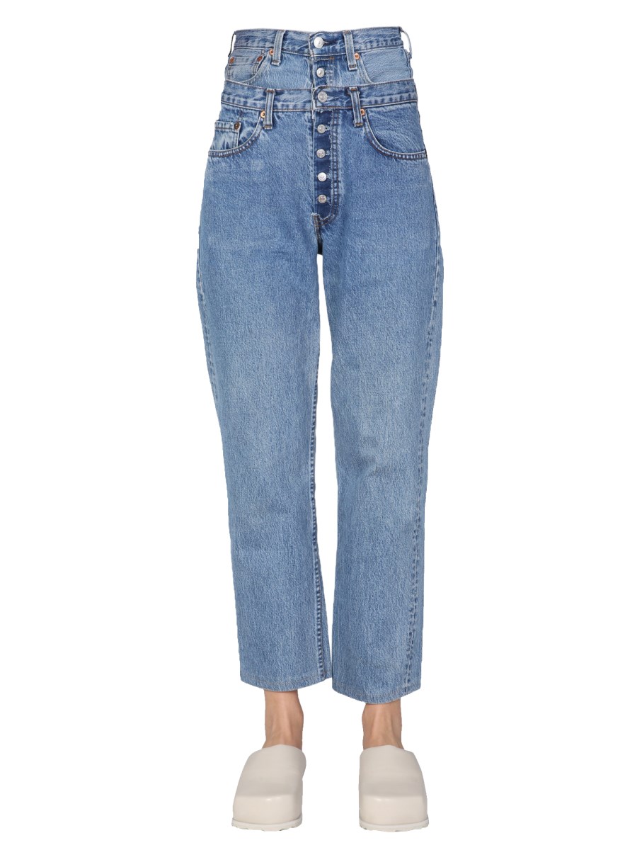 1/OFF JEANS DOUBLE WAIST IN DENIM DI COTONE