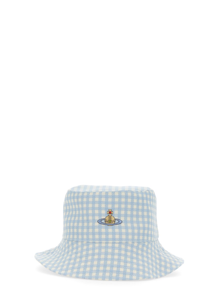 VIVIENNE WESTWOOD - BUCKET HAT WITH ORB EMBROIDERY WITH CHECKERED