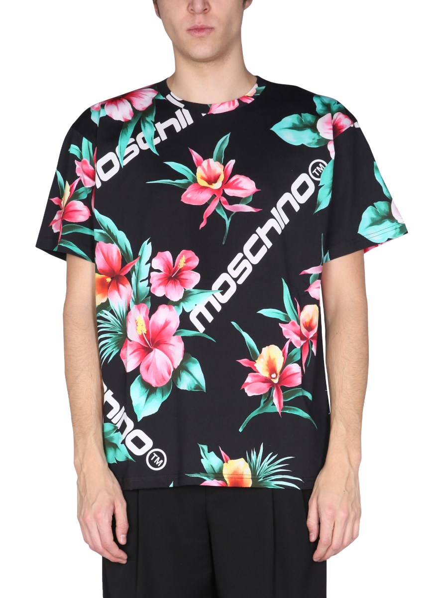 MOSCHINO T-SHIRT IN JERSEY DI COTONE CON STAMPA FLOREALE