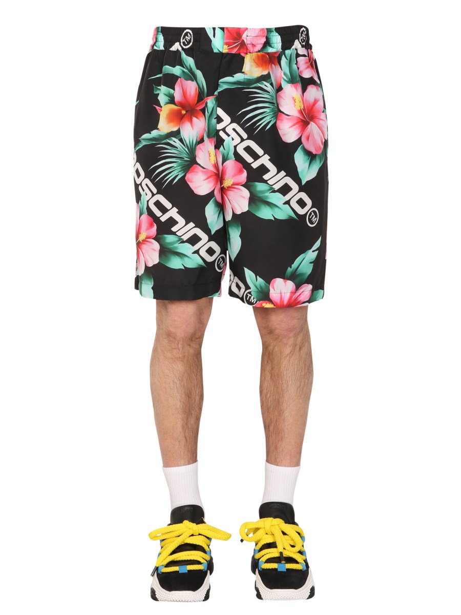 MOSCHINO BERMUDA "HIBISCUS" IN COTONE