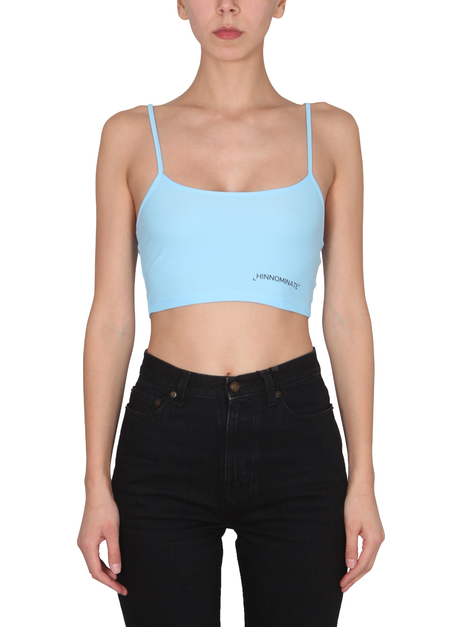 hinnominate crop top con stampa logo