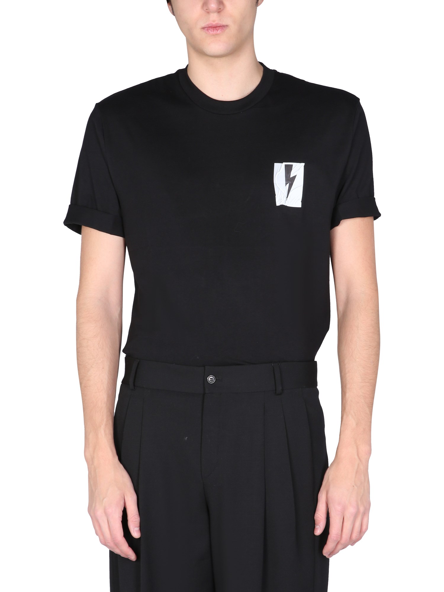 neil barrett "flag bolt" t-shirt