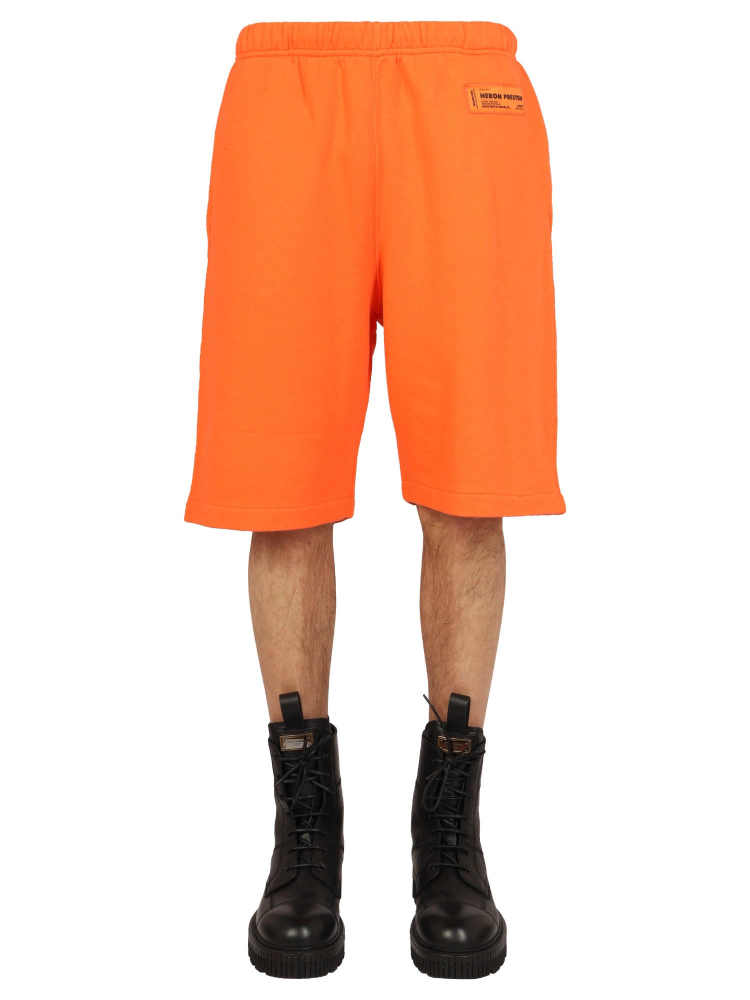 Heron Preston Recycled Cotton Track Shorts In Orange
