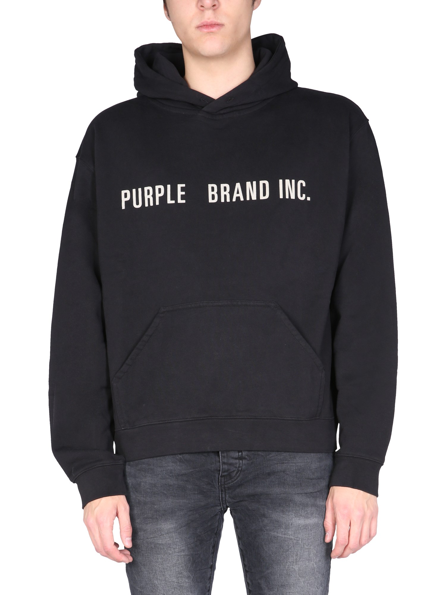 purple brand sweatshirt with logo print