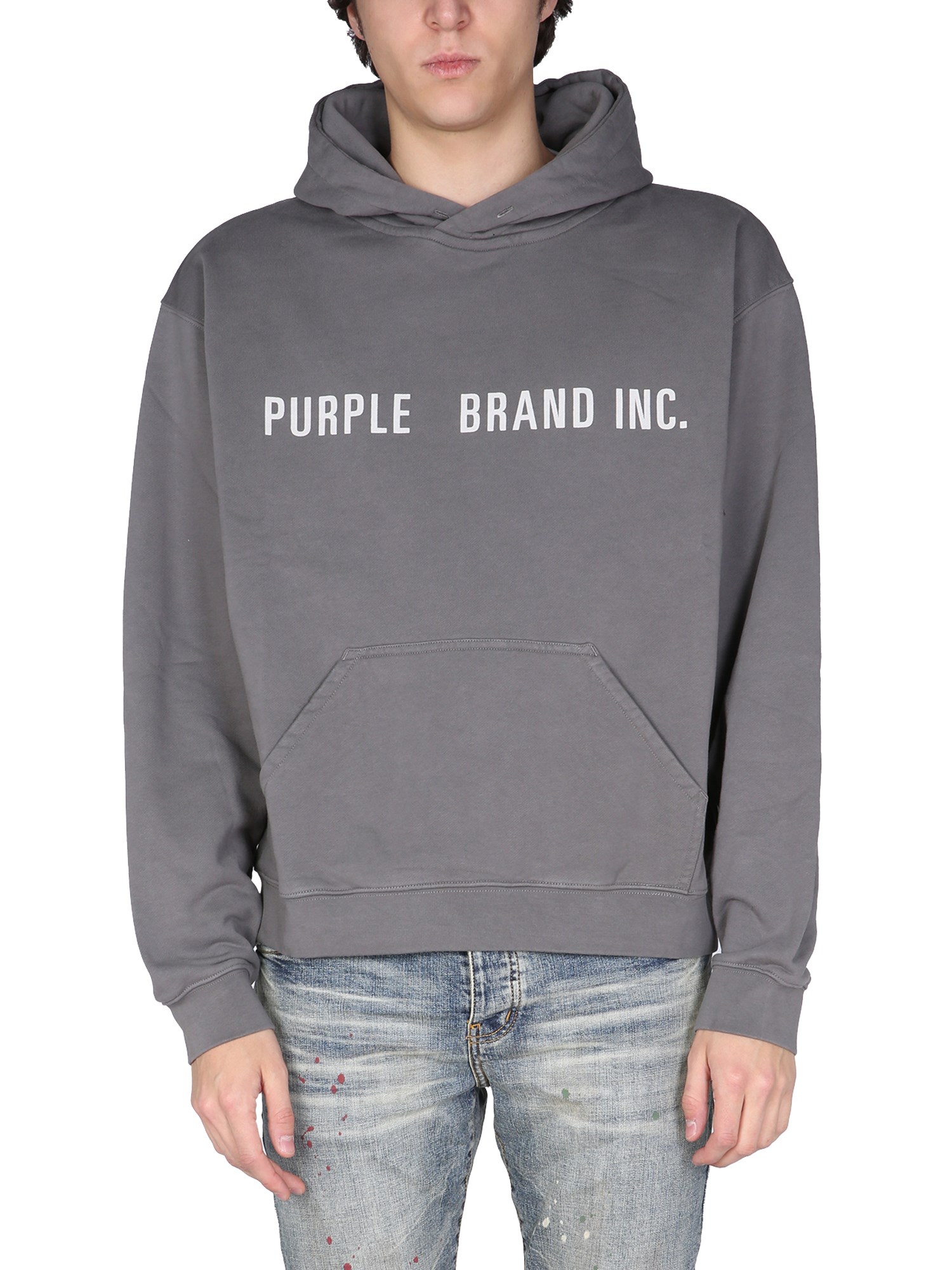 purple brand sweatshirt with logo print