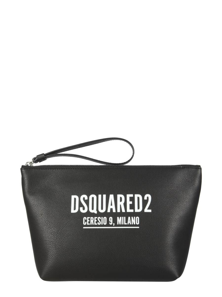 DSQUARED BEAUTY CASE IN PELLE CON STAMPA LOGO CERESIO 9