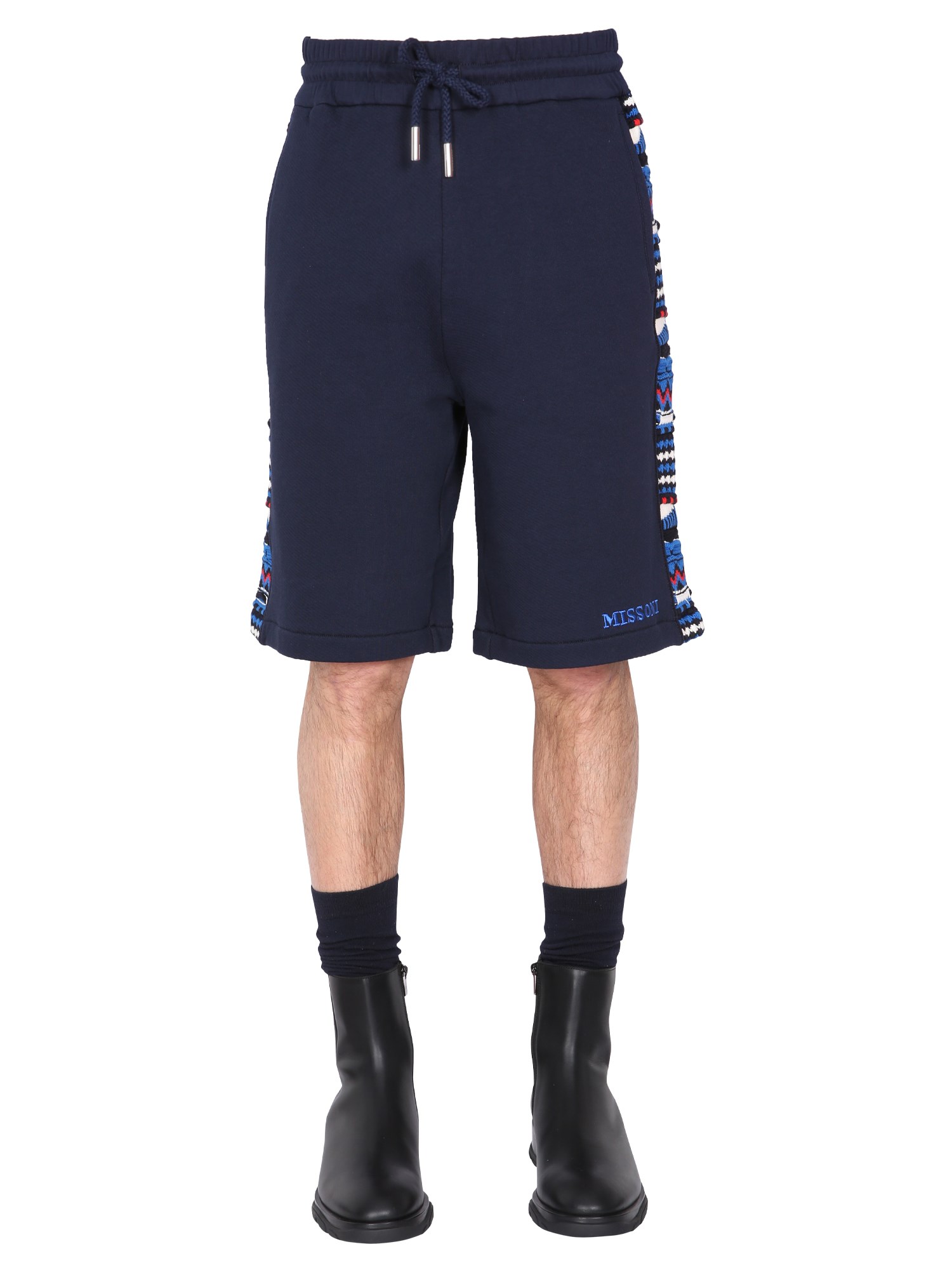 missoni bermuda con logo ricamato e inserto jacquard