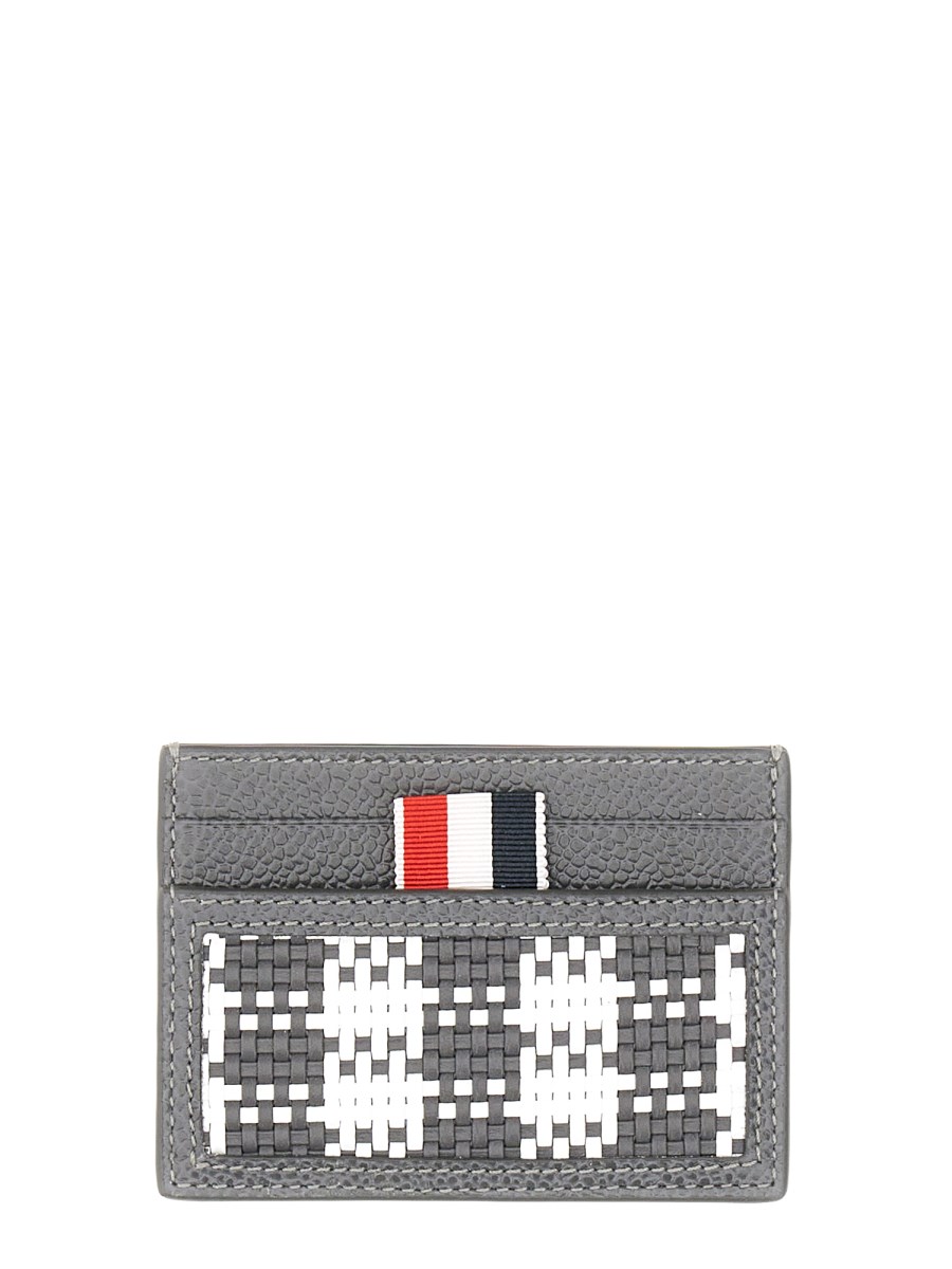 THOM BROWNE PORTACARTE IN PELLE INTRECCIATA