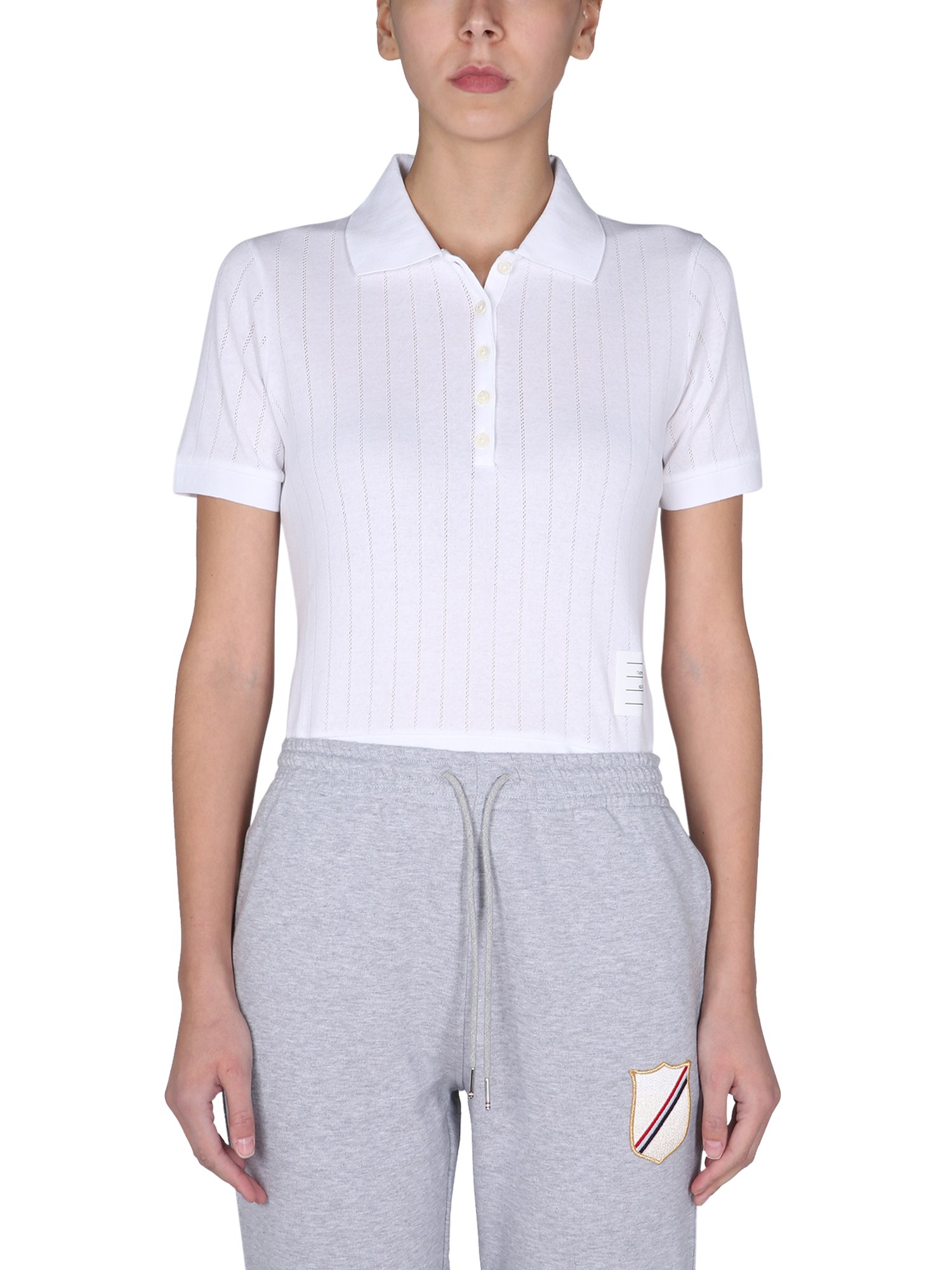 thom browne ribbed polo shirt